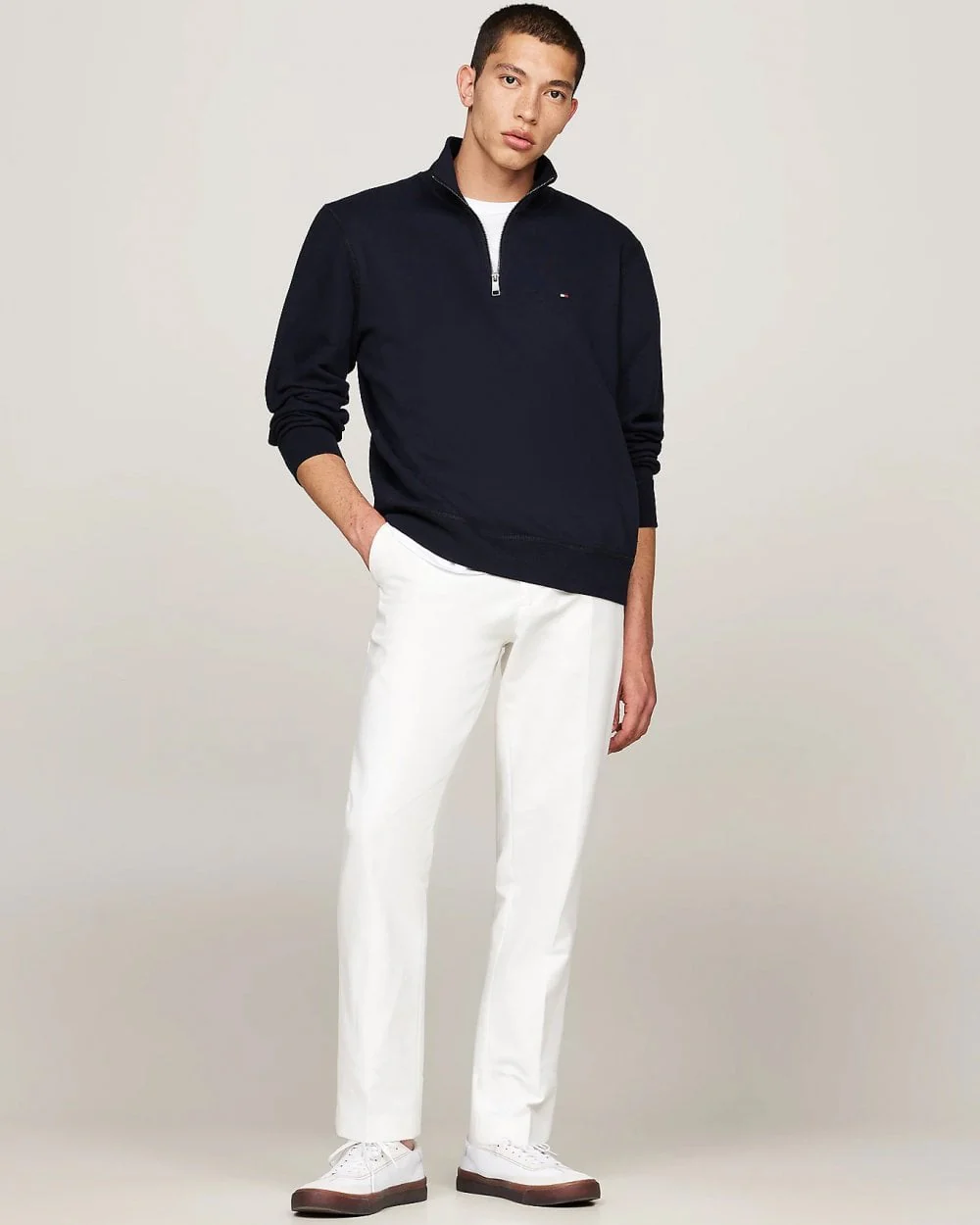 Tommy Hilfiger Essential Fleece Mens Half Zip Sweatshirt - Desert Sky - Image 3