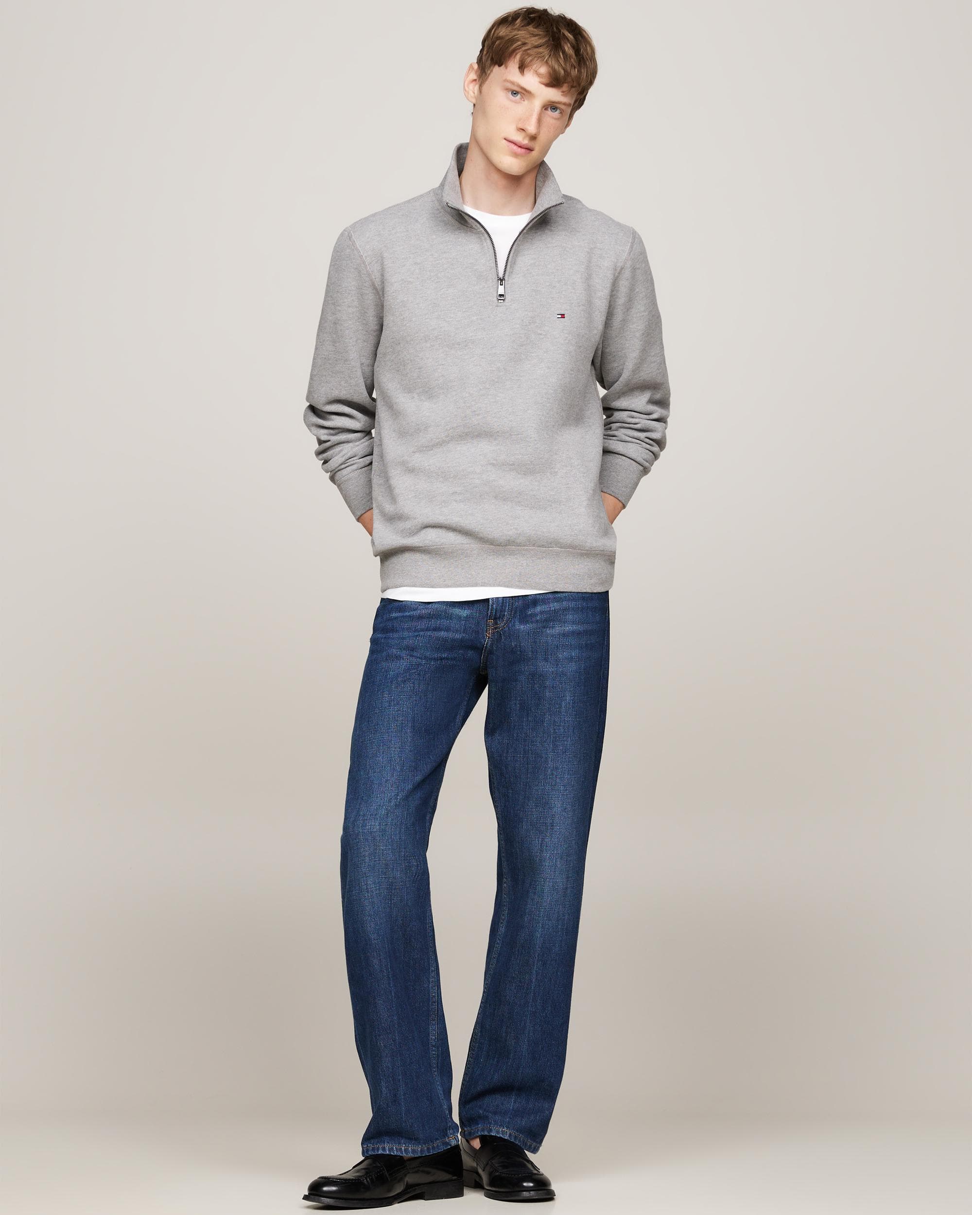 Tommy Hilfiger Essential Fleece Mens Half Zip Sweatshirt - Medium Grey Heather - Image 3