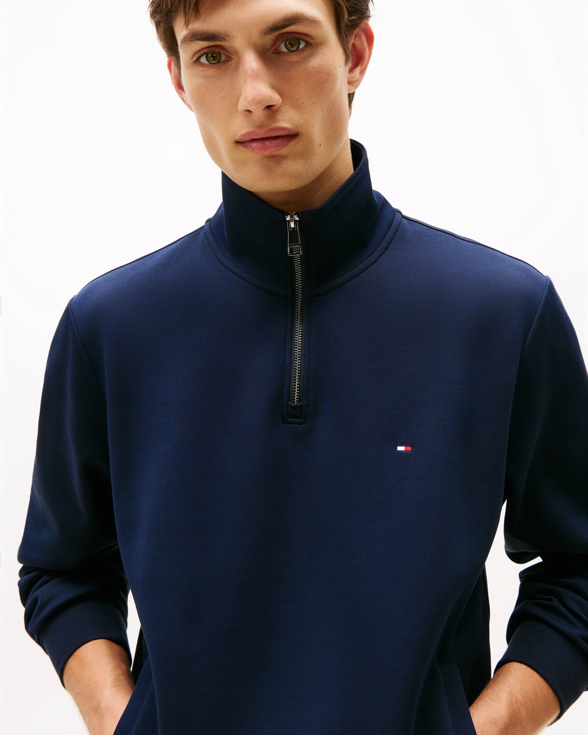 Tommy Hilfiger Essential Intechno Mens Half Zip Sweatshirt - Desert Sky - Image 2