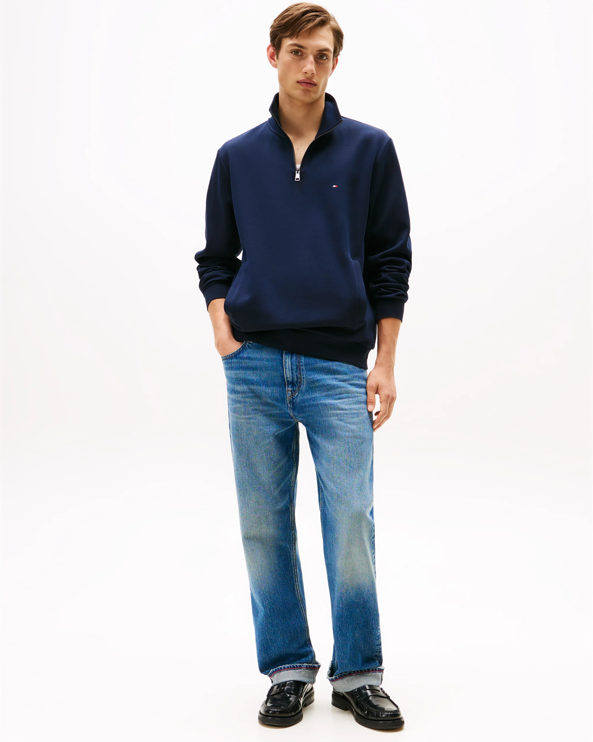 Tommy Hilfiger Essential Intechno Mens Half Zip Sweatshirt - Desert Sky - Image 3