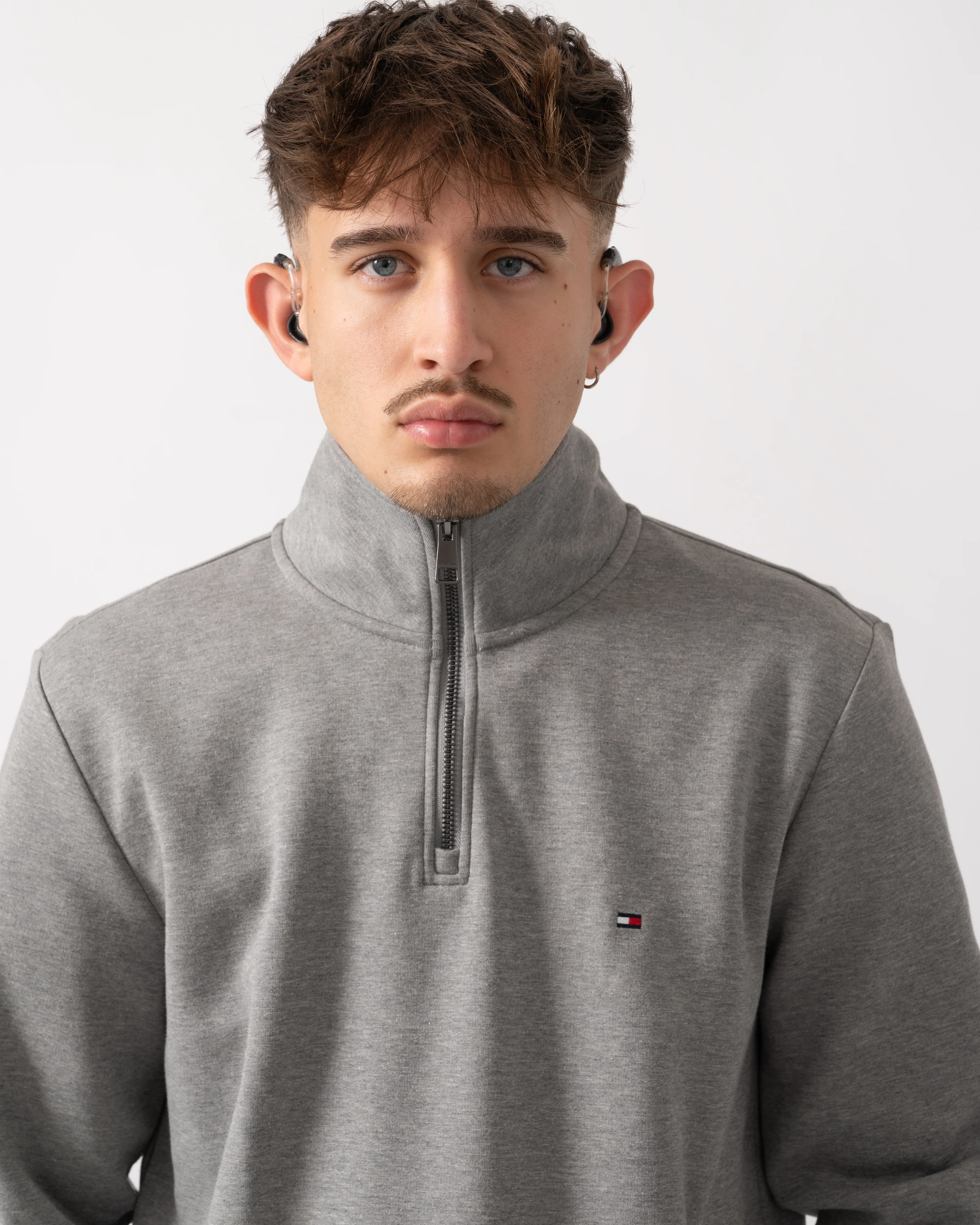Tommy Hilfiger Essential Intechno Mens Half Zip Sweatshirt - Medium Grey Heather - Image 3