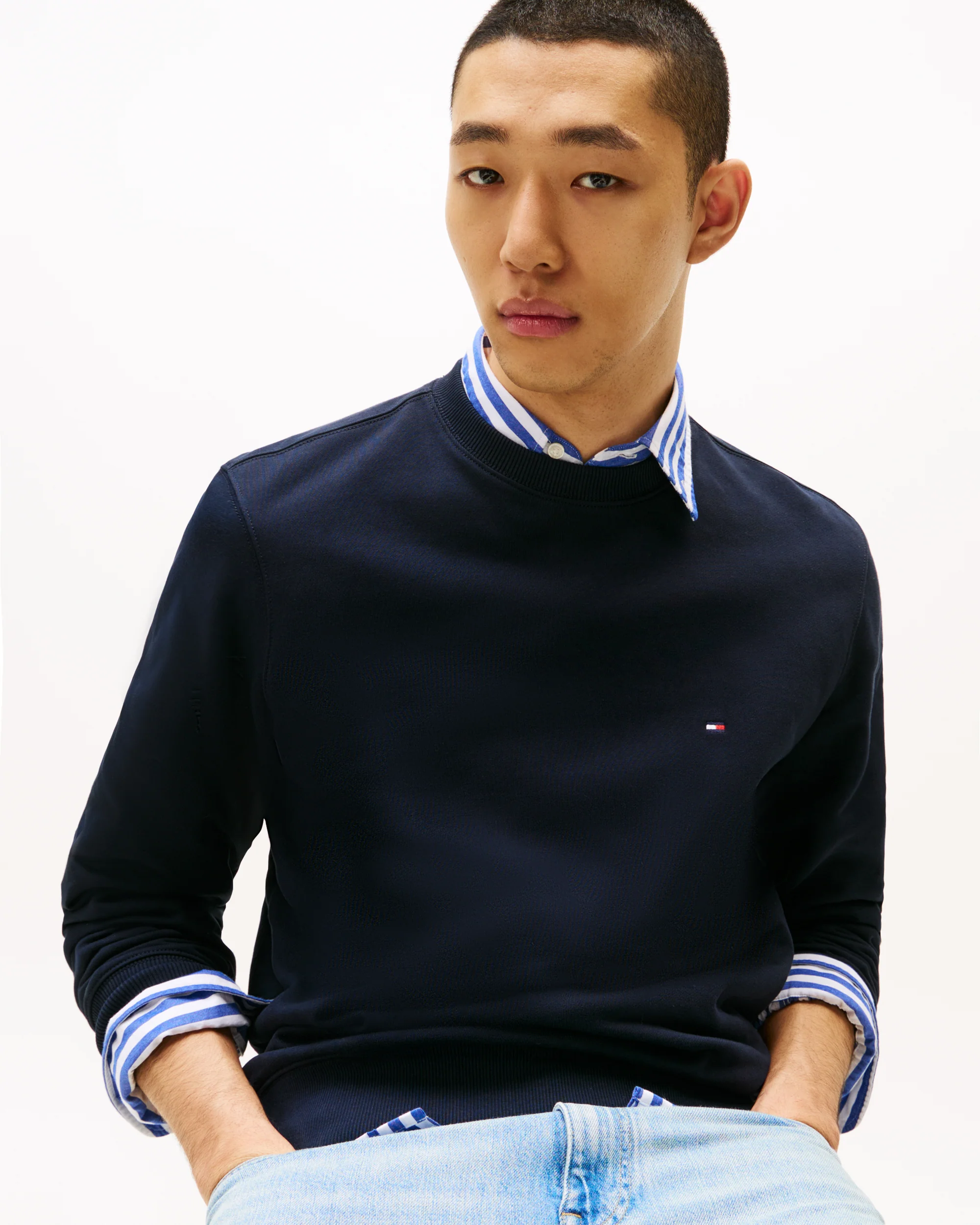 Tommy Hilfiger Essential Mens Terry Cotton Crew Neck - Desert Sky - Image 2
