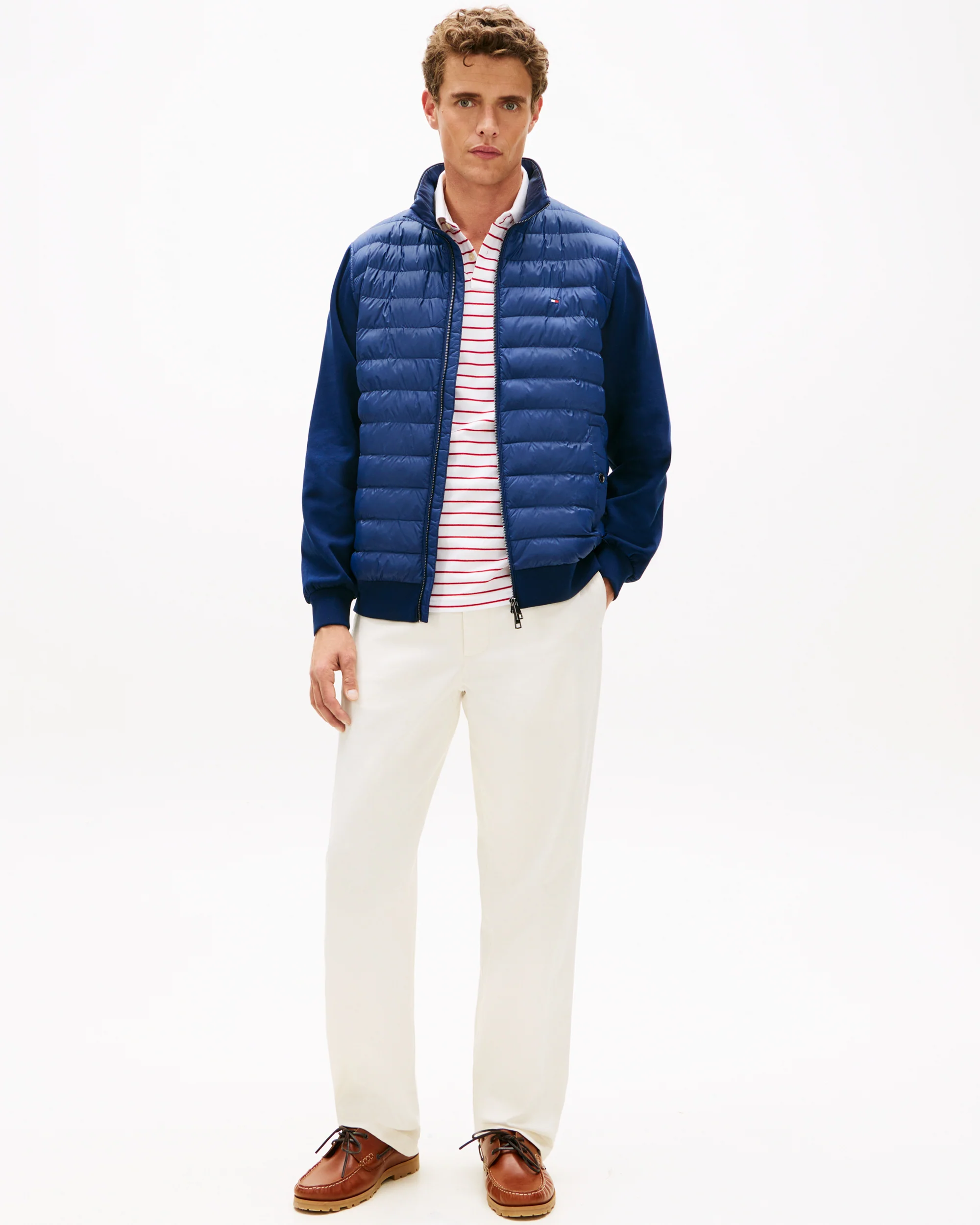 Tommy Hilfiger Essential RWB Mixed Media Mens Stand Collar Jacket - Carbon Navy - Image 3