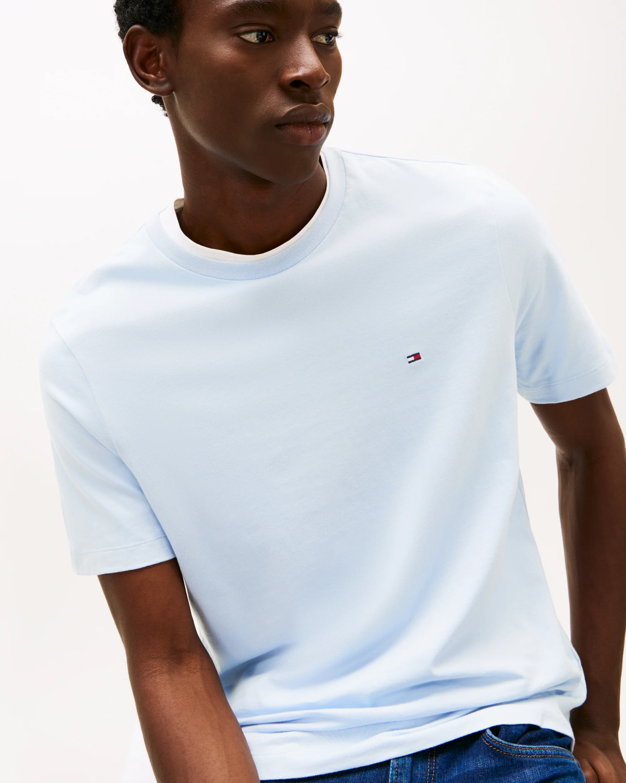 Tommy Hilfiger Essential Seasonal Regular Fit Solid Mens T-Shirt - Breezy Blue - Image 2