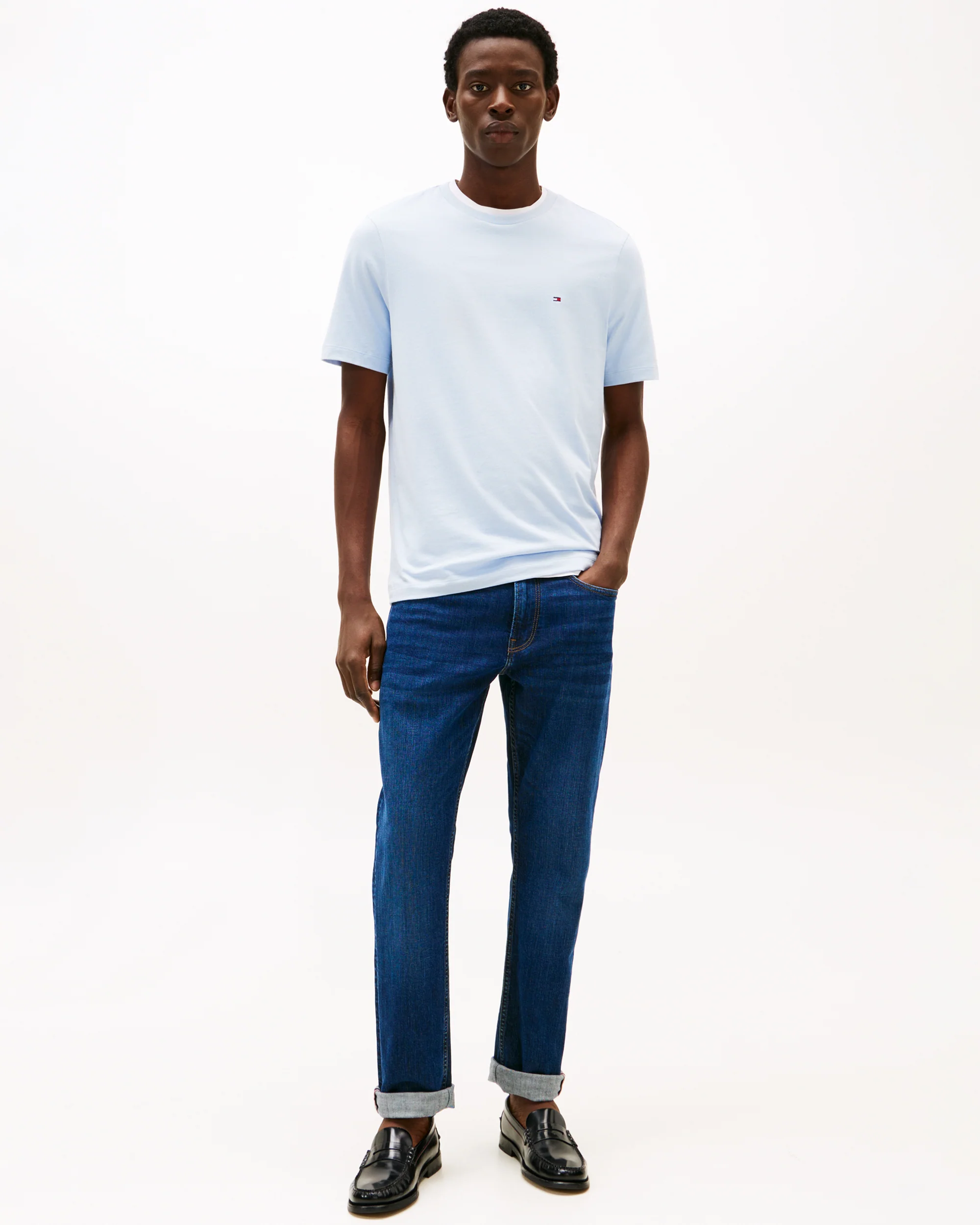Tommy Hilfiger Essential Seasonal Regular Fit Solid Mens T-Shirt - Breezy Blue - Image 3