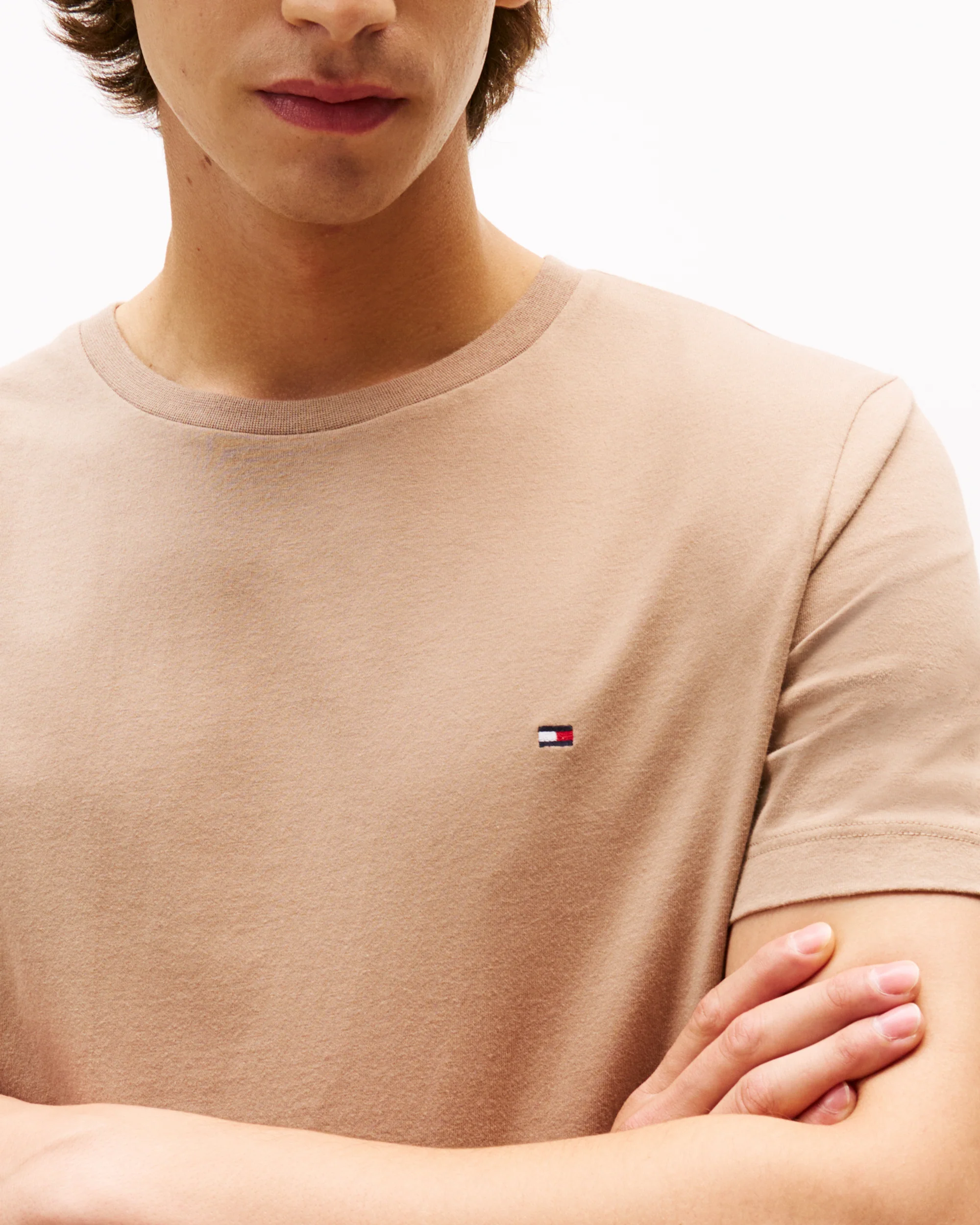 Tommy Hilfiger Essential Seasonal Regular Fit Solid Mens T-Shirt - Coastal Taupe - Image 2