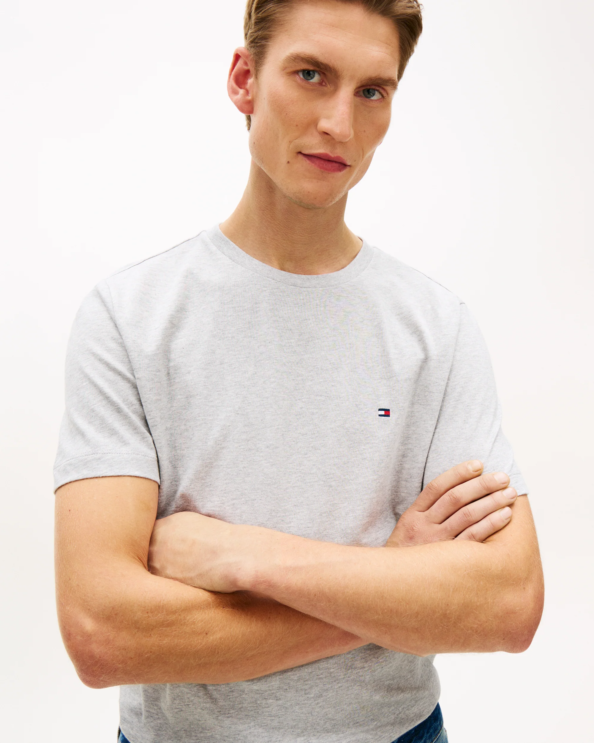 Tommy Hilfiger Essential Seasonal Regular Fit Solid Mens T-Shirt - Light Grey Heather - Image 2