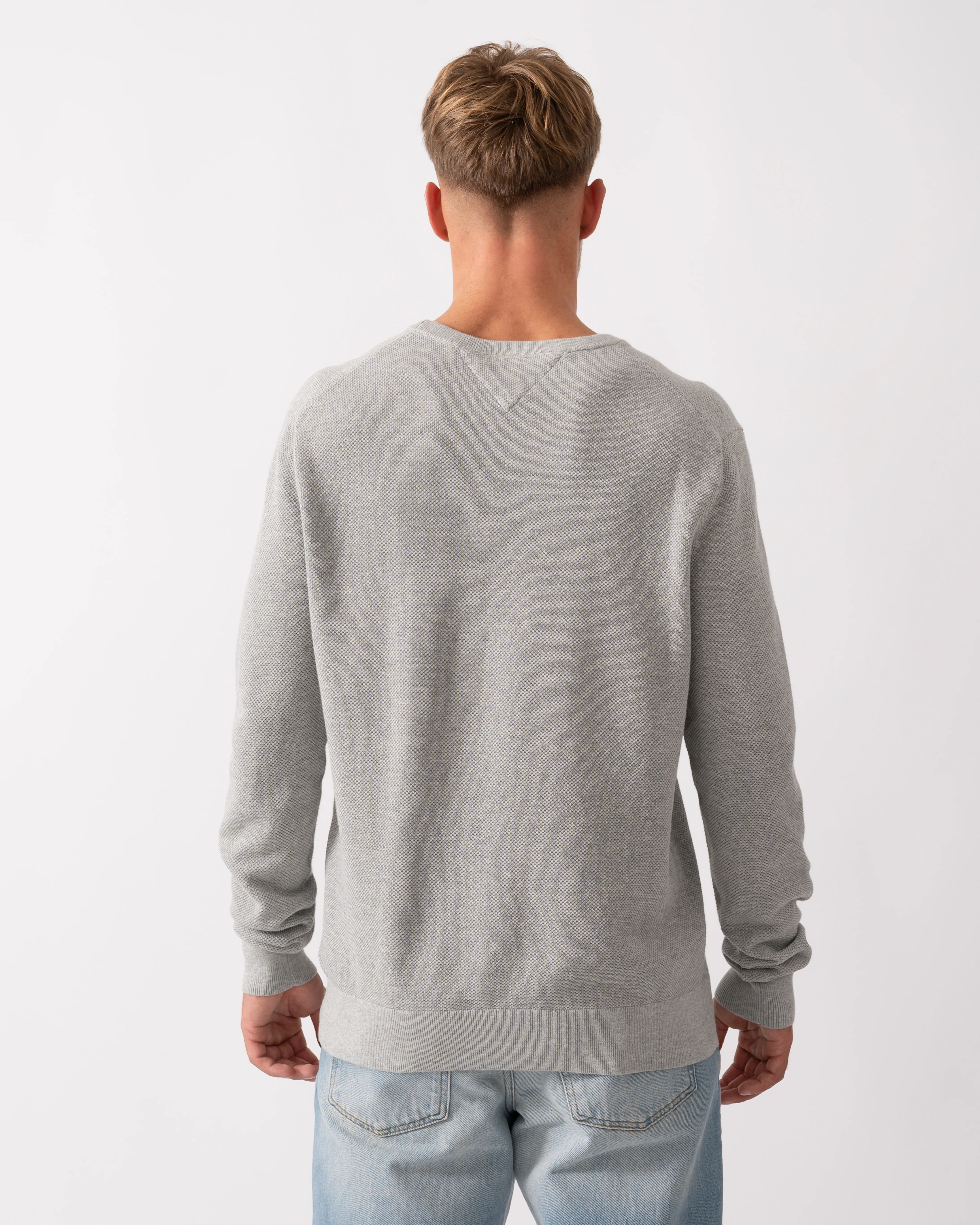 Tommy Hilfiger Essential Structure Crew Neck Mens Sweatshirt - Light Grey Heather - Image 4
