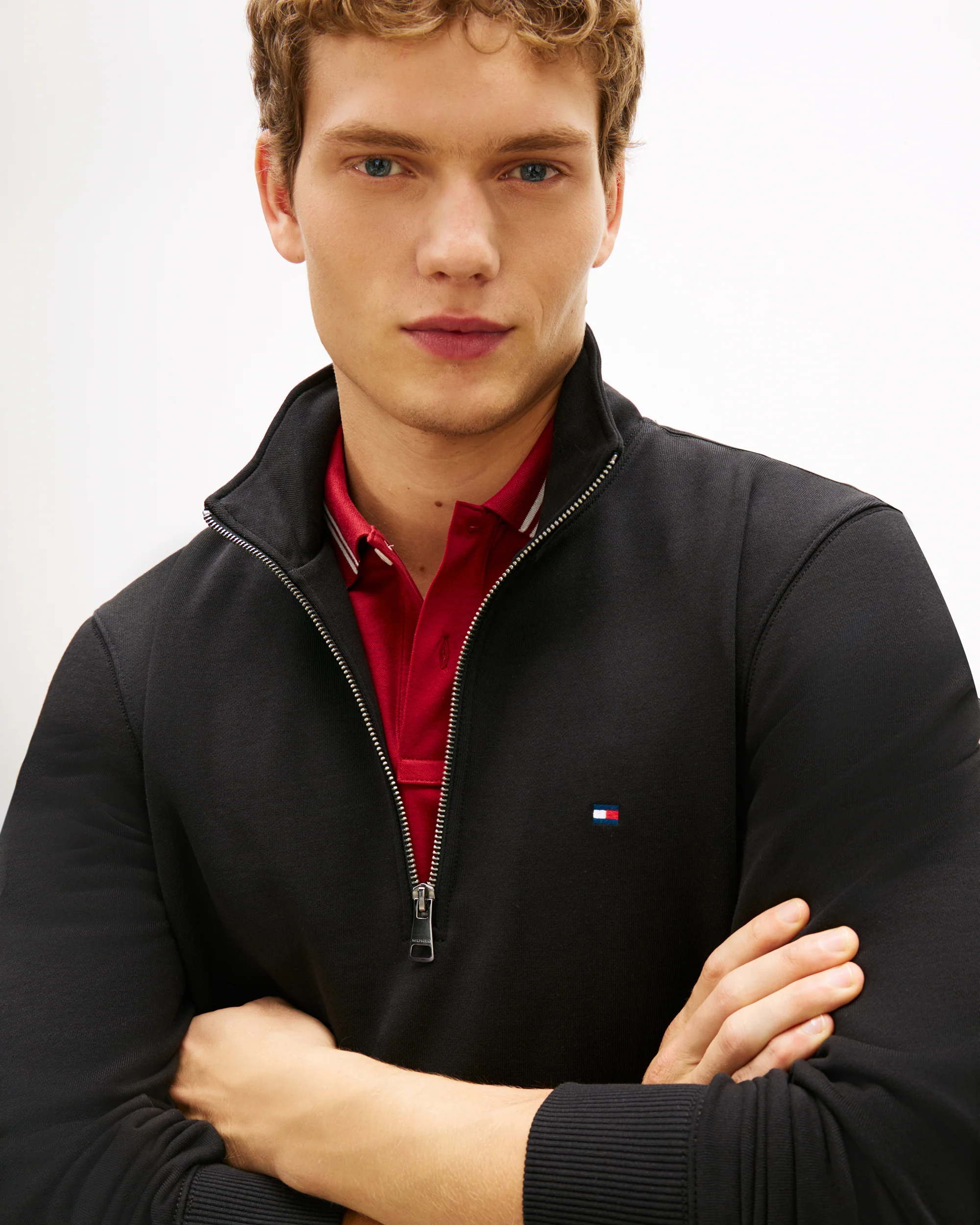 Tommy Hilfiger Essential Terry 1/4 Zip Mens Sweatshirt - Black - Image 2
