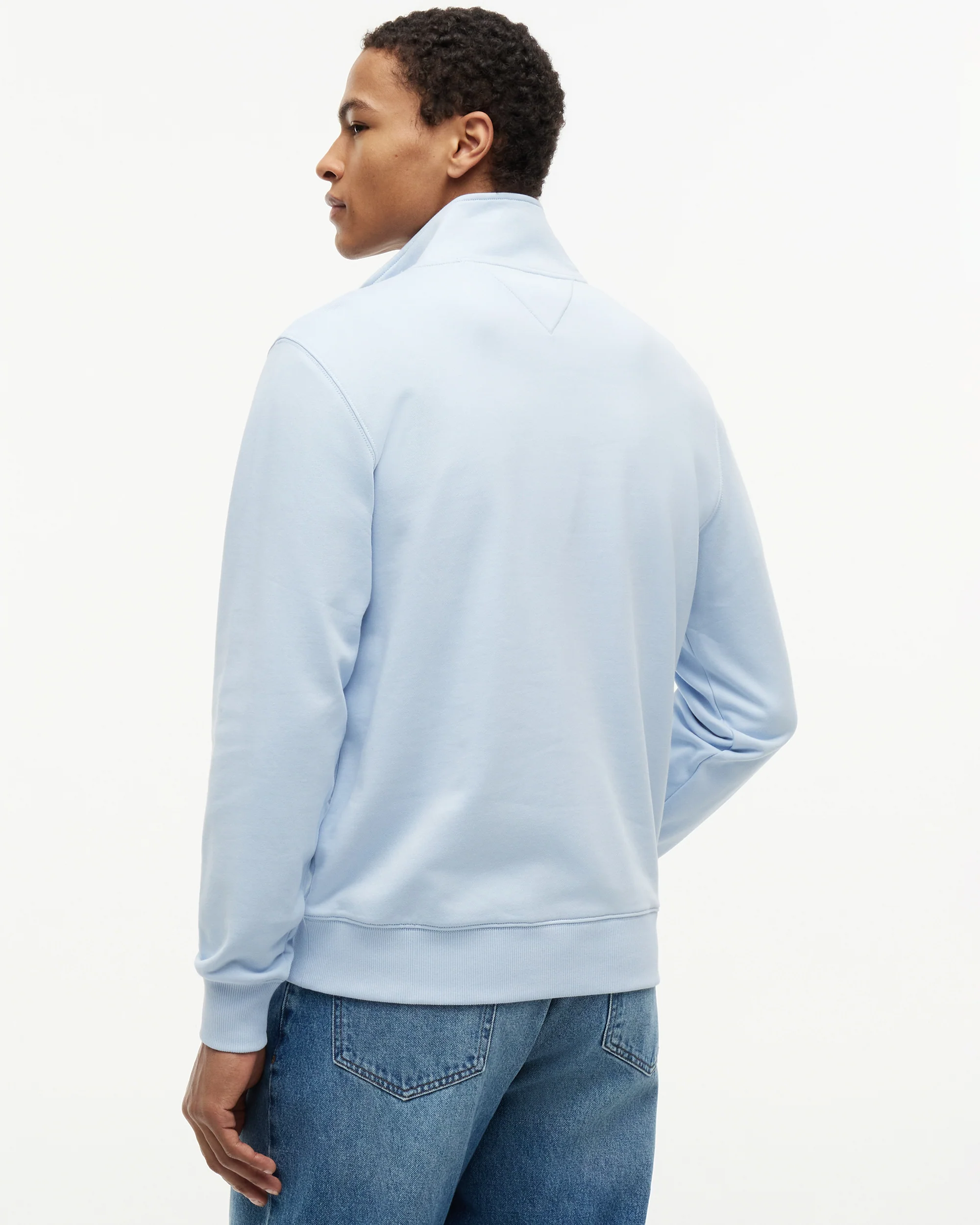 Tommy Hilfiger Essential Terry 1/4 Zip Mens Sweatshirt - Breezy Blue - Image 4
