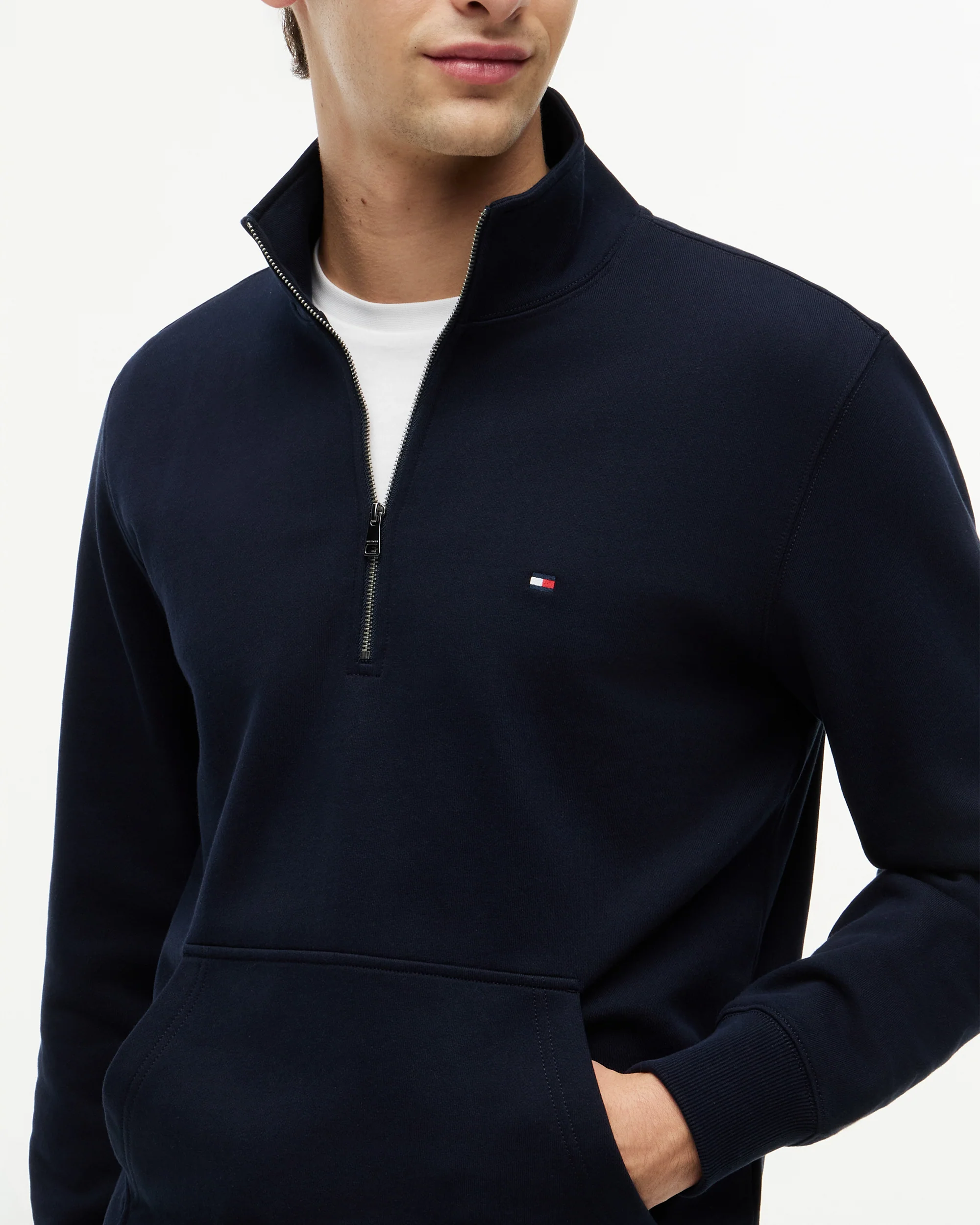 Tommy Hilfiger Essential Terry 1/4 Zip Mens Sweatshirt - Desert Sky - Image 2