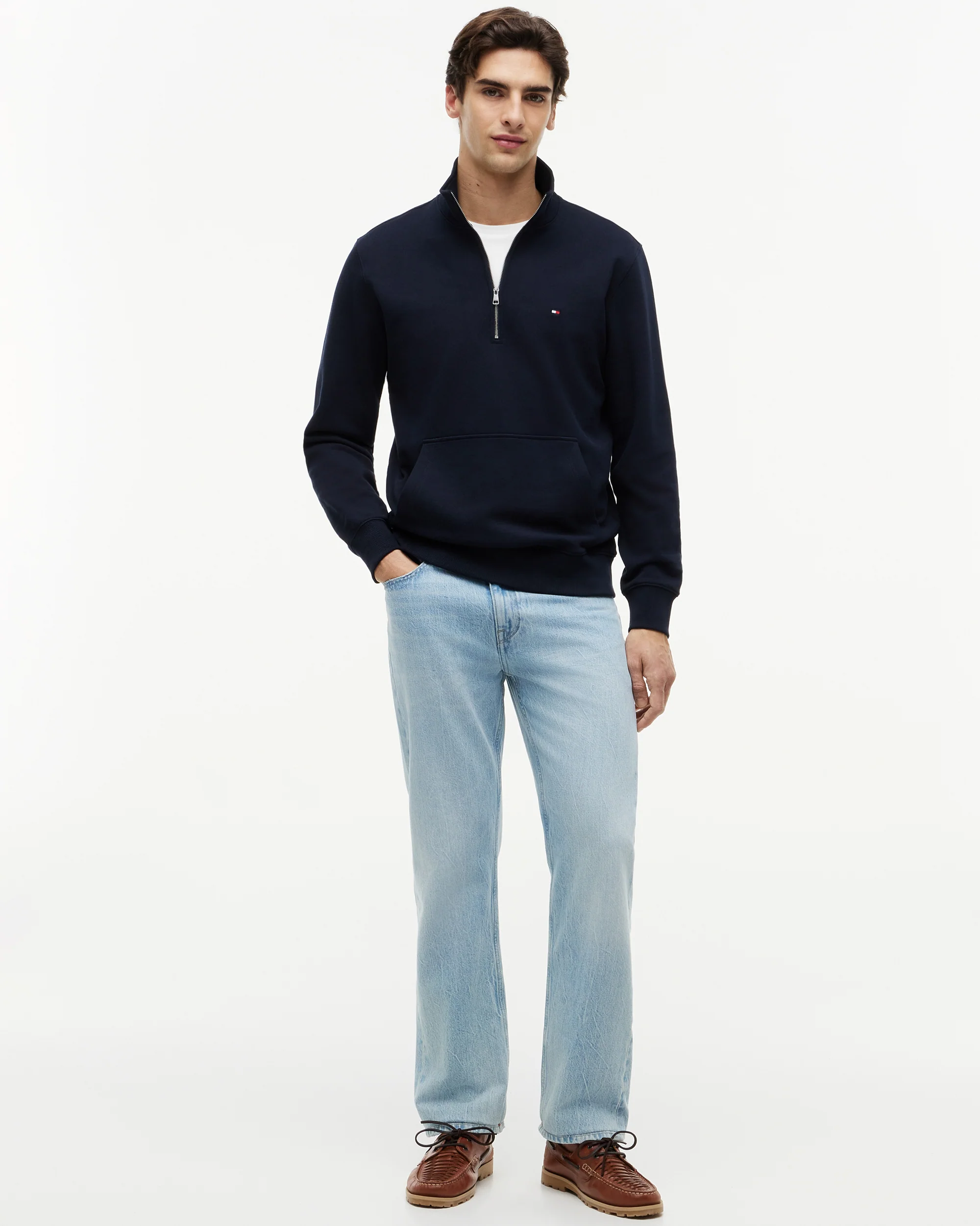 Tommy Hilfiger Essential Terry 1/4 Zip Mens Sweatshirt - Desert Sky - Image 3