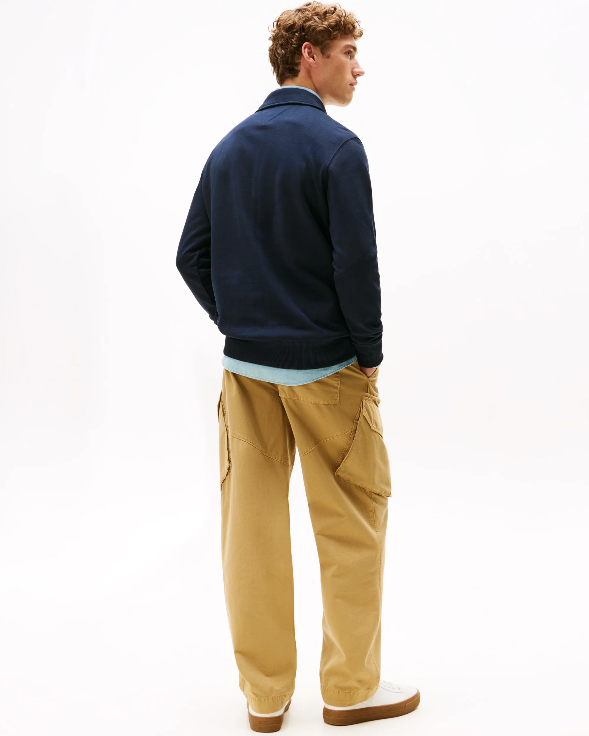 Tommy Hilfiger Essential Terry Long Sleeve Mens Zip Polo - Desert Sky - Image 4