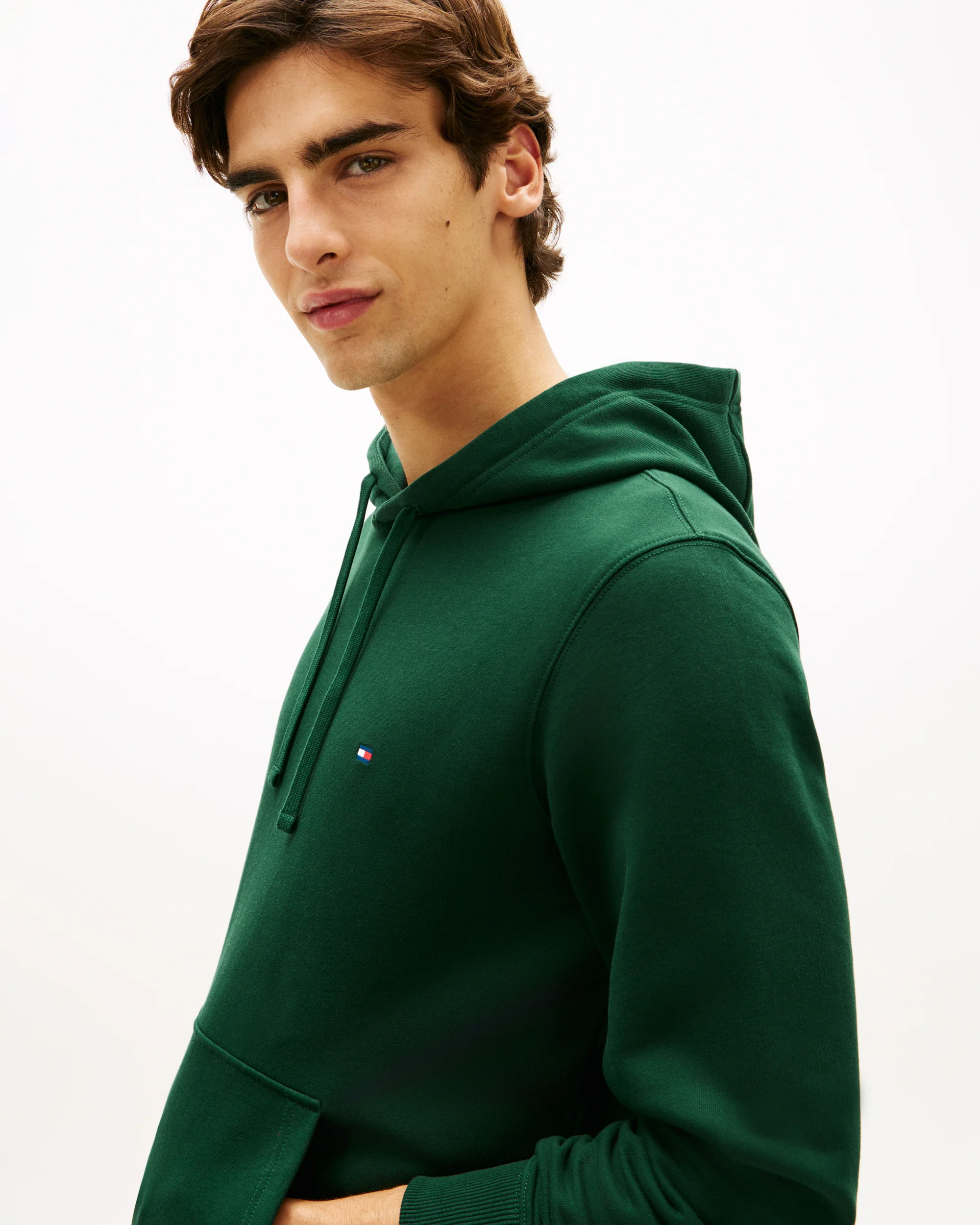 Tommy Hilfiger Essential Terry Mens Hoodie - Nocturnal Green - Image 2