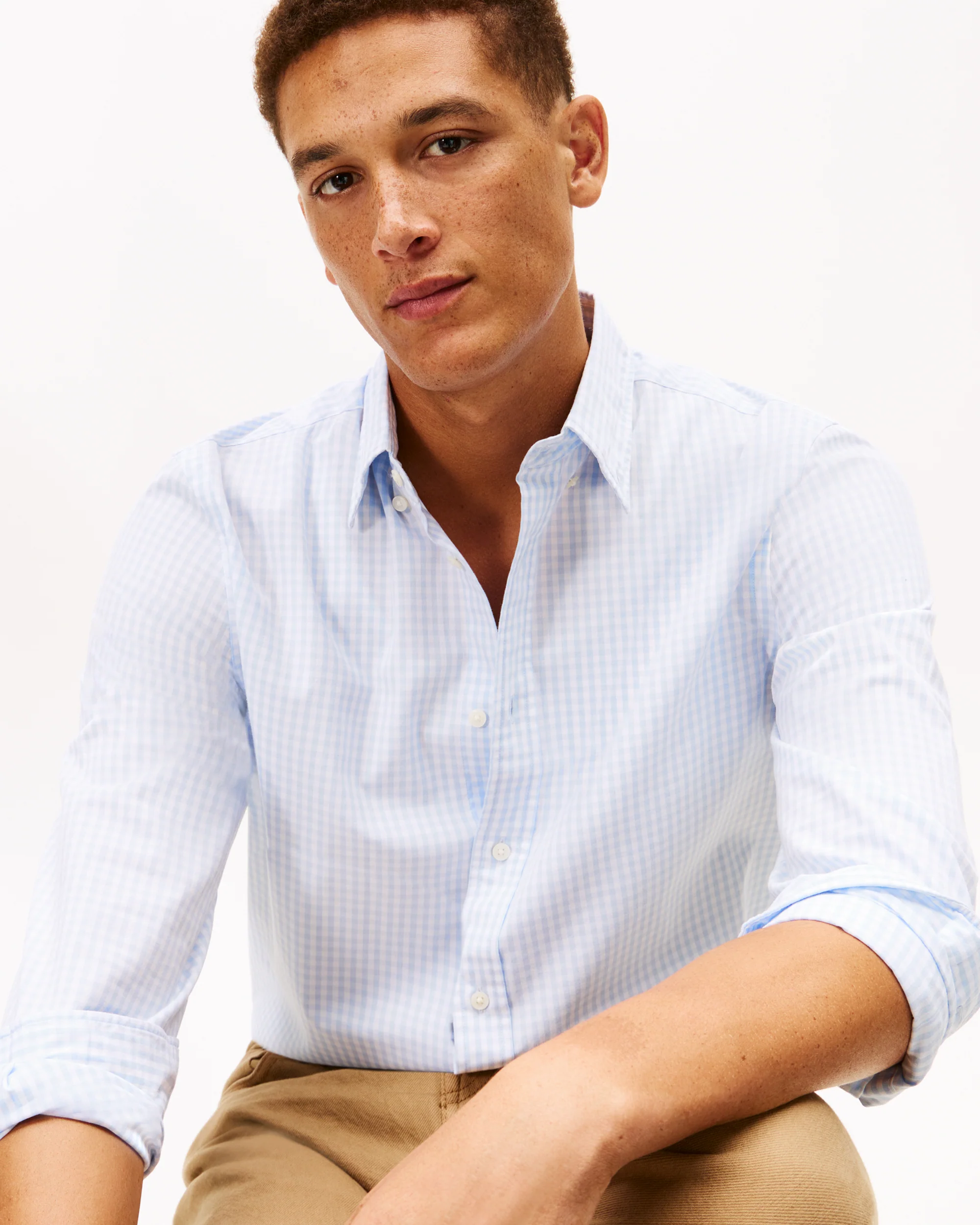Tommy Hilfiger Flex Poplin Big Gingham Mens Shirt - Sweet Blue/Check - Image 2