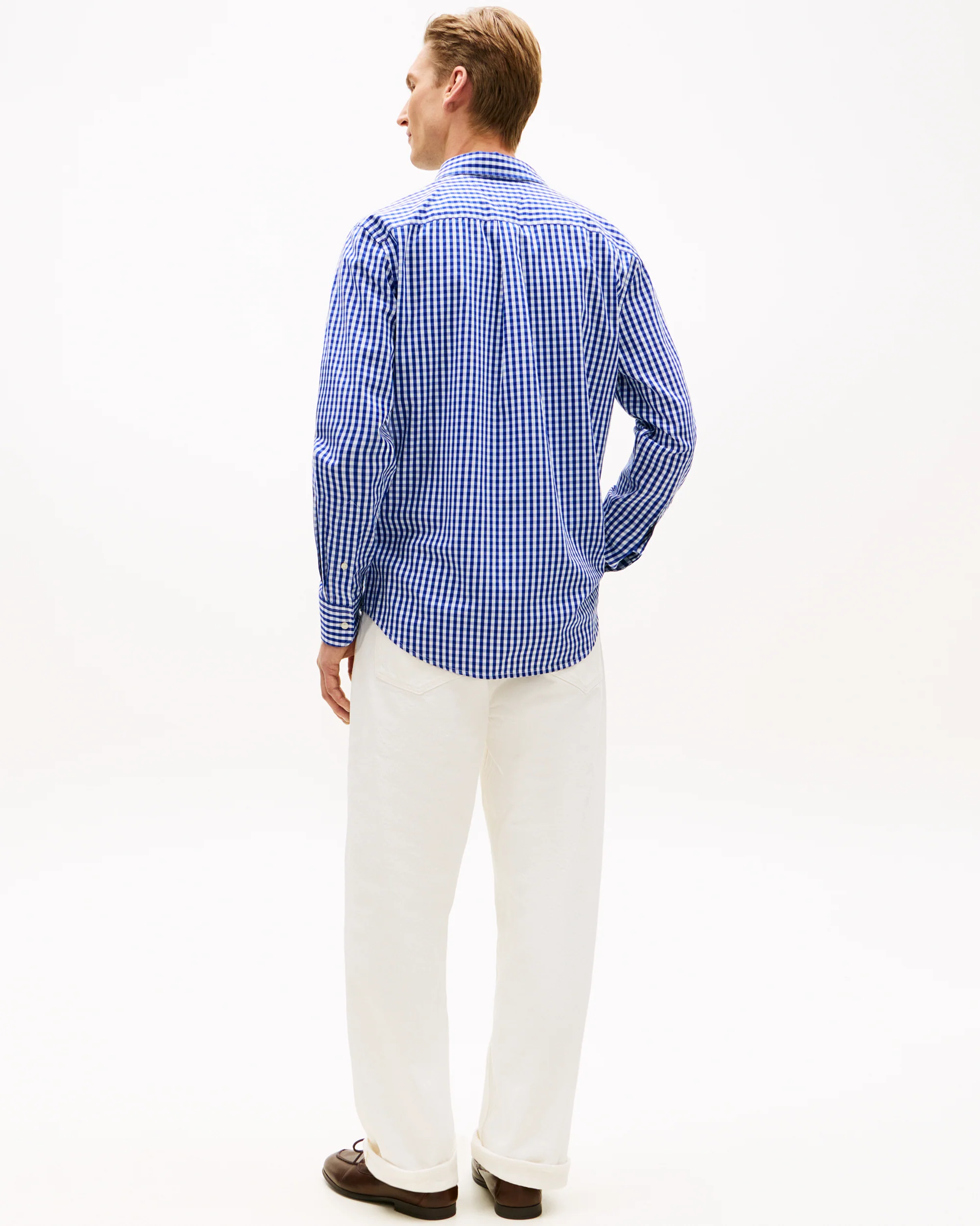 Tommy Hilfiger Flex Poplin Gingham Mens Long Sleeve Shirt - Wedge Blue/Check - Image 4