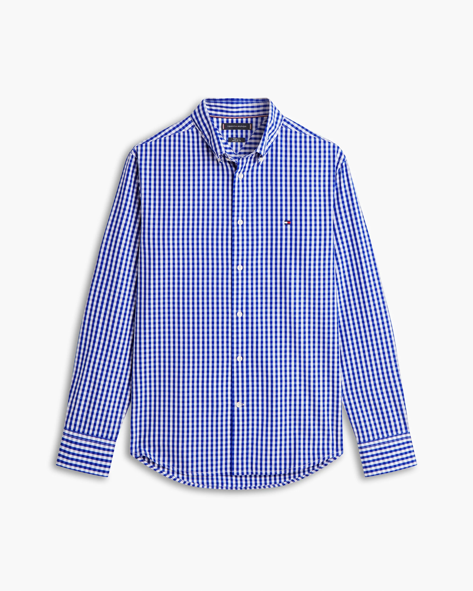 Tommy Hilfiger Flex Poplin Gingham Mens Long Sleeve Shirt - Wedge Blue/Check - Image 5