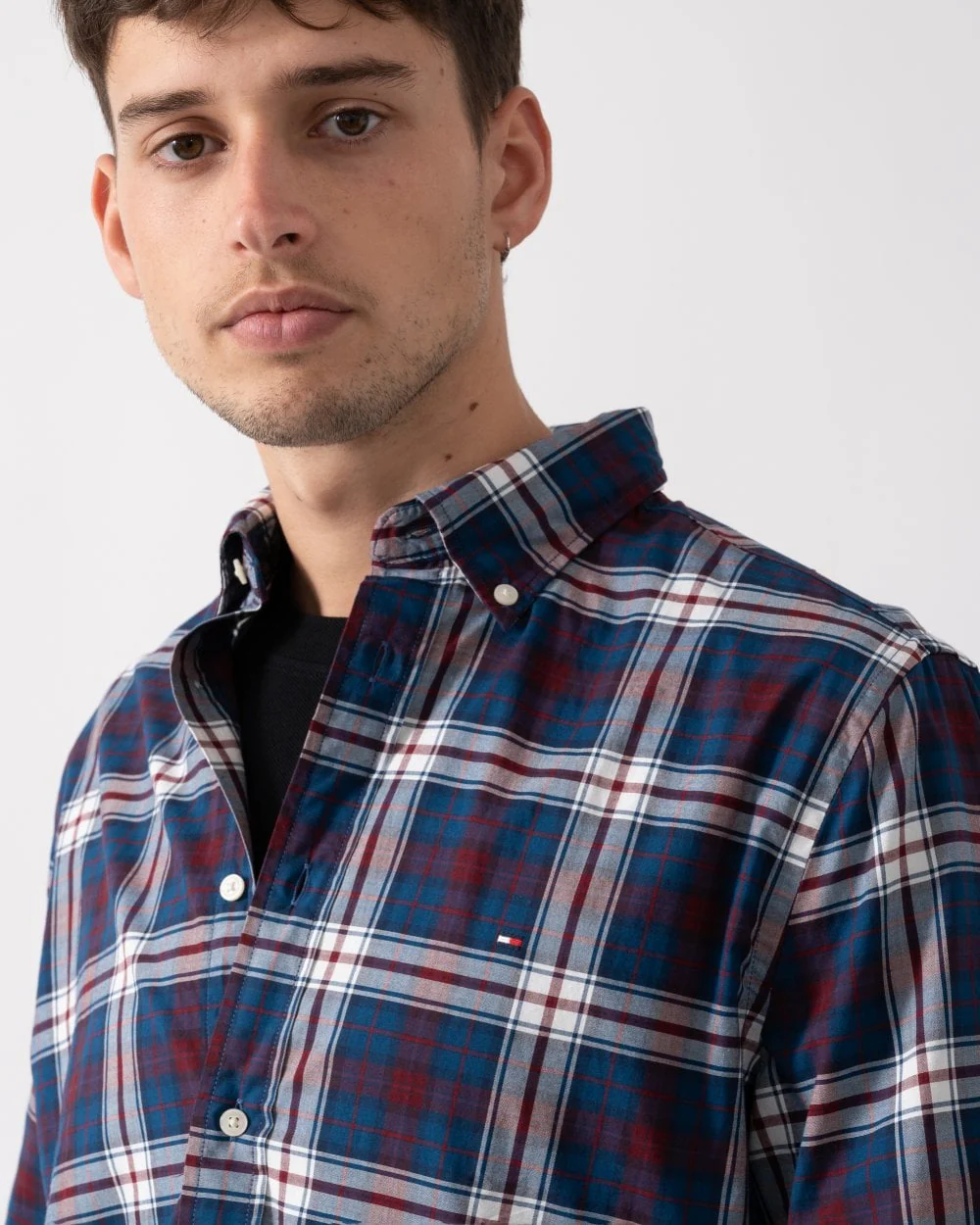 Tommy Hilfiger Flex Poplin Tommy Tartan Mens Long Sleeve Shirt - Image 2