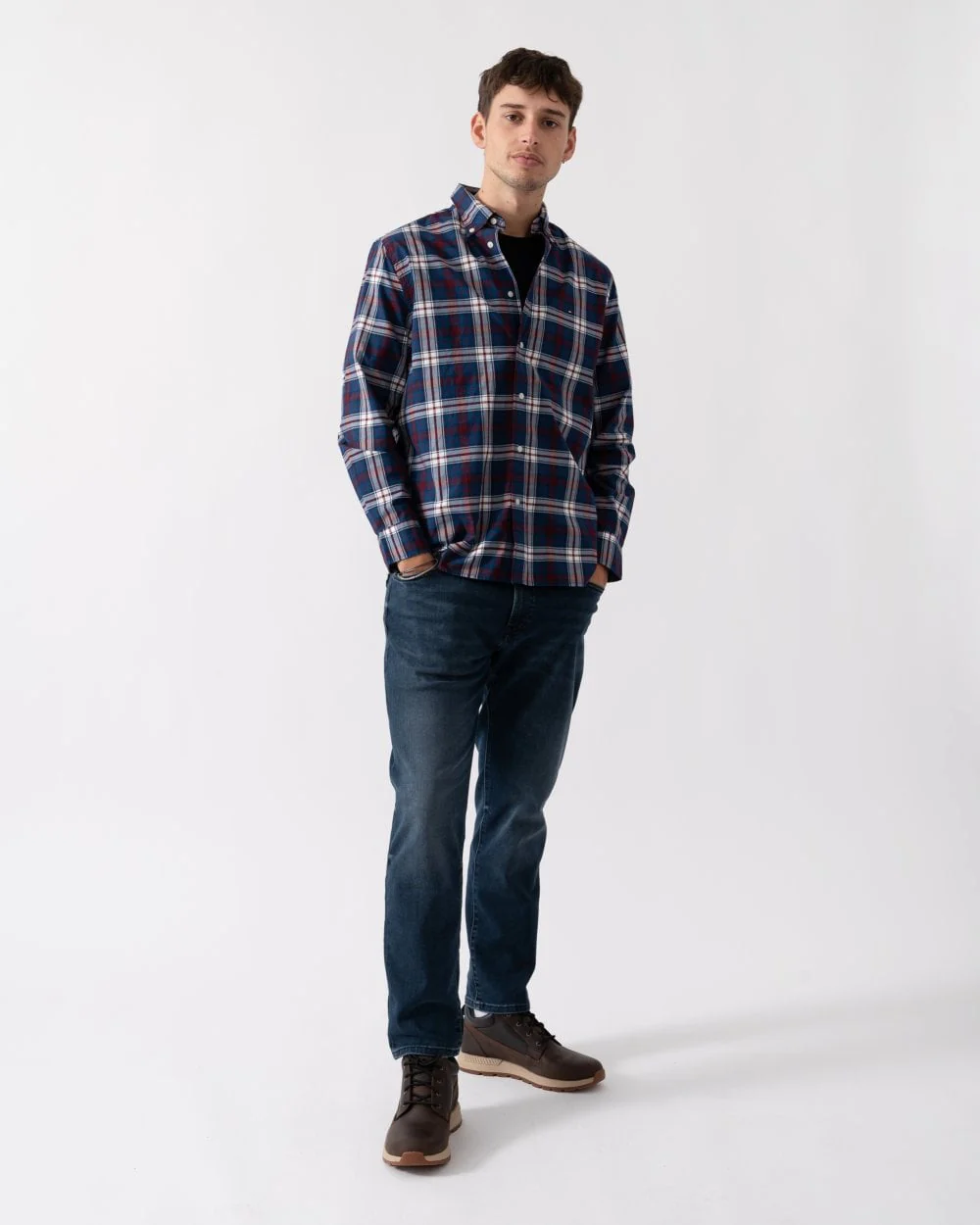 Tommy Hilfiger Flex Poplin Tommy Tartan Mens Long Sleeve Shirt - Image 3