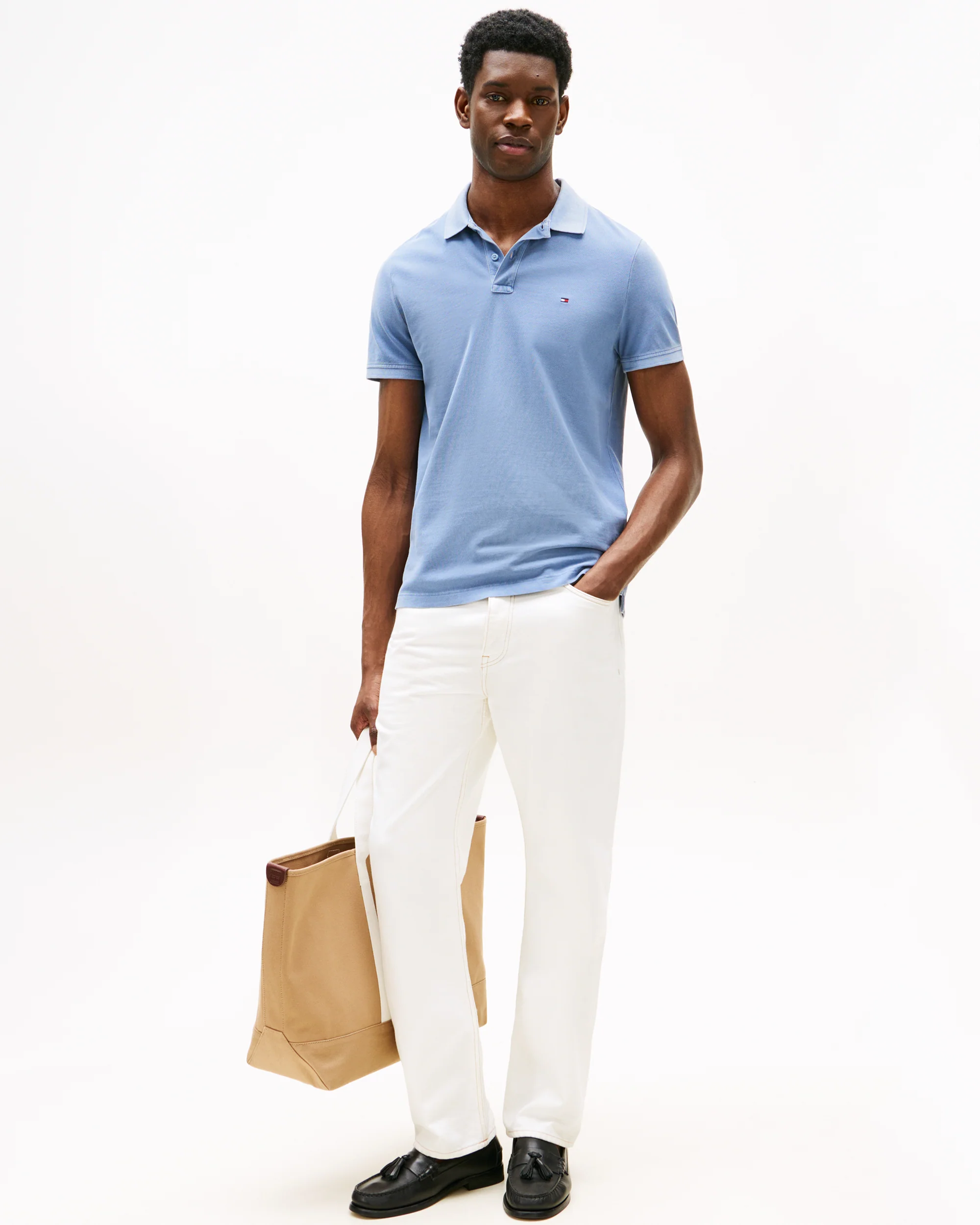 Tommy Hilfiger Garment Dyed Regular Fit Mens Polo - Brisk Blue - Image 2