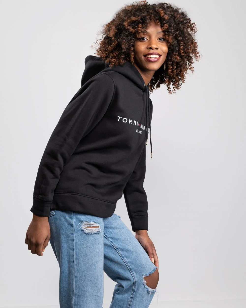 Tommy Hilfiger Heritage Logo Womens Hoodie - Black - Image 3