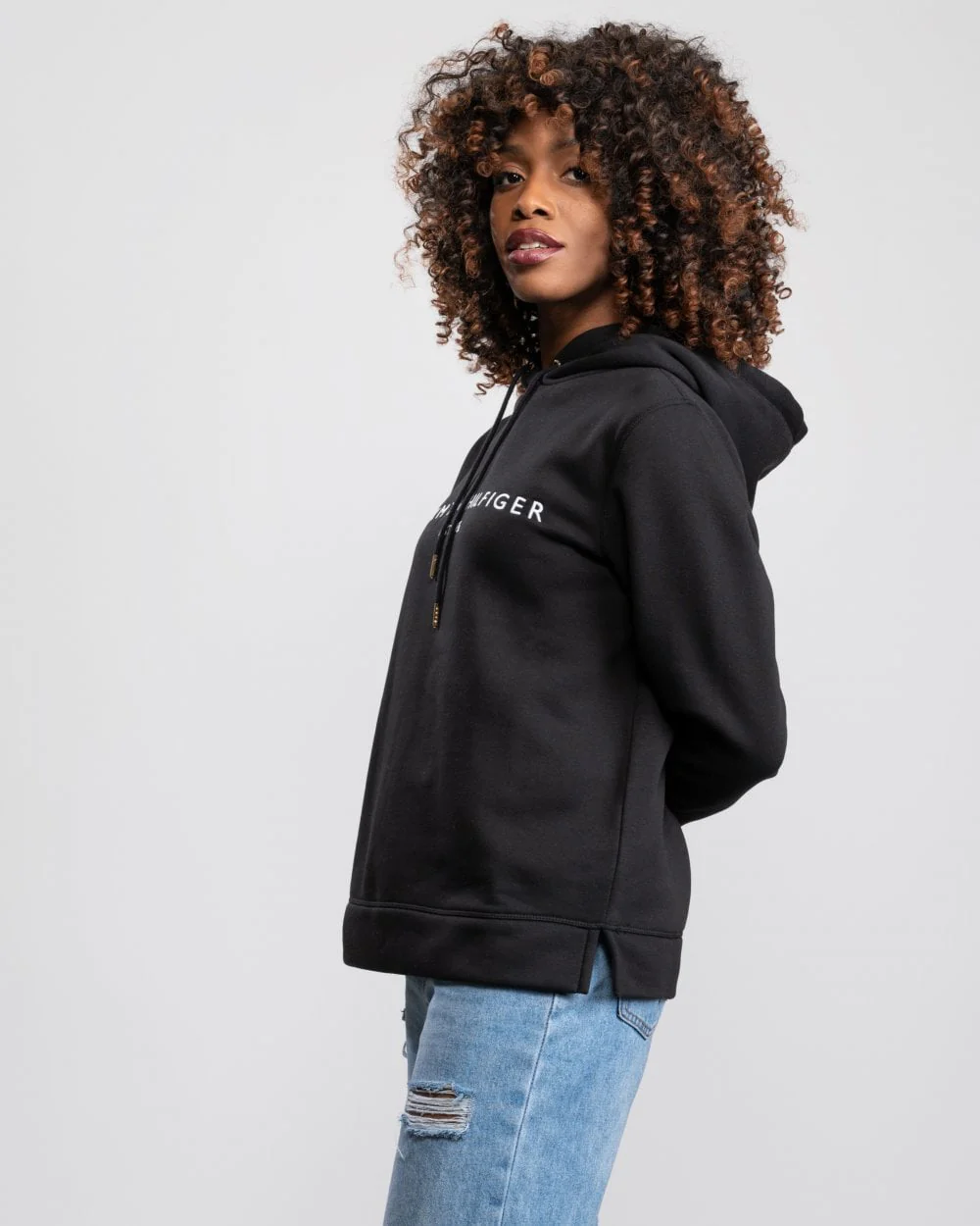 Tommy Hilfiger Heritage Logo Womens Hoodie - Black - Image 5