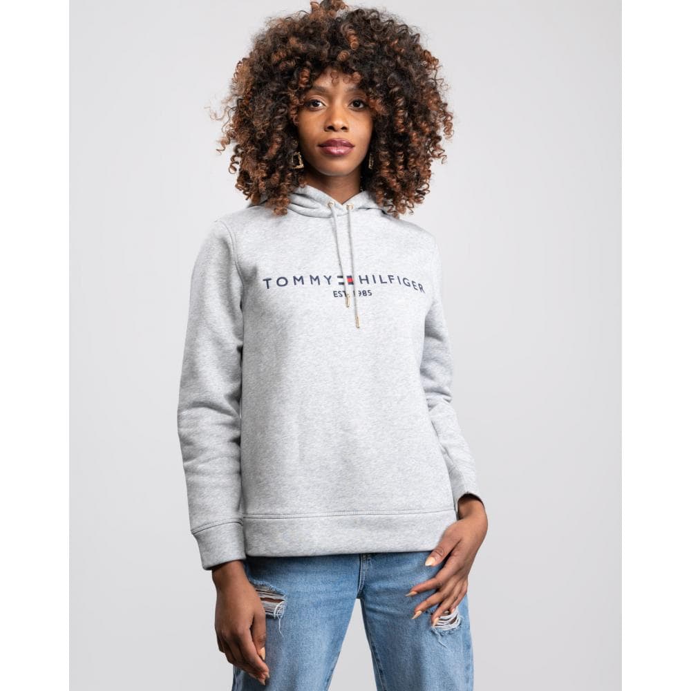 Tommy Hilfiger Heritage Logo Womens Hoodie - Light Grey Htr - Image 2