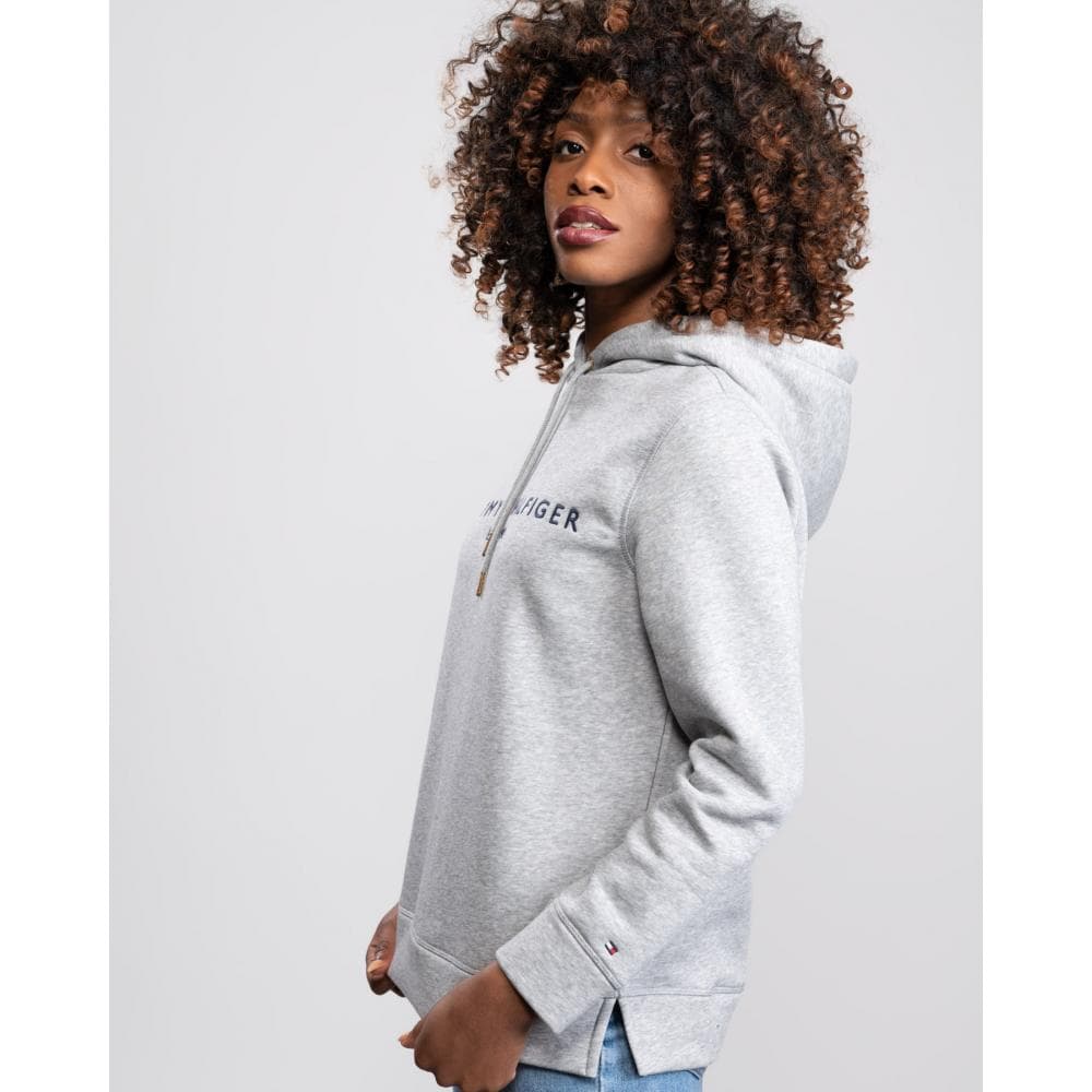 Tommy Hilfiger Heritage Logo Womens Hoodie - Light Grey Htr - Image 4