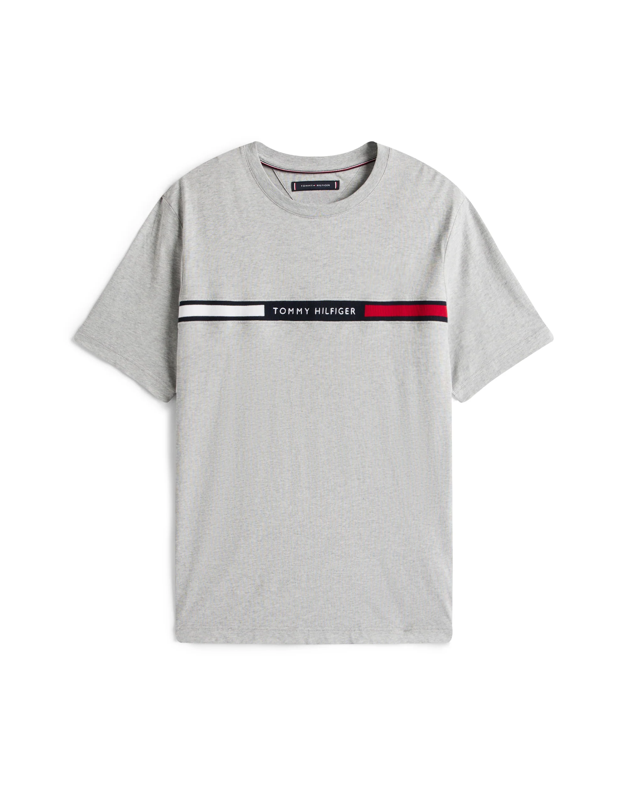 Tommy Hilfiger Hilfiger Chest Insert Mens T-Shirt - Light Grey Heather - Image 5