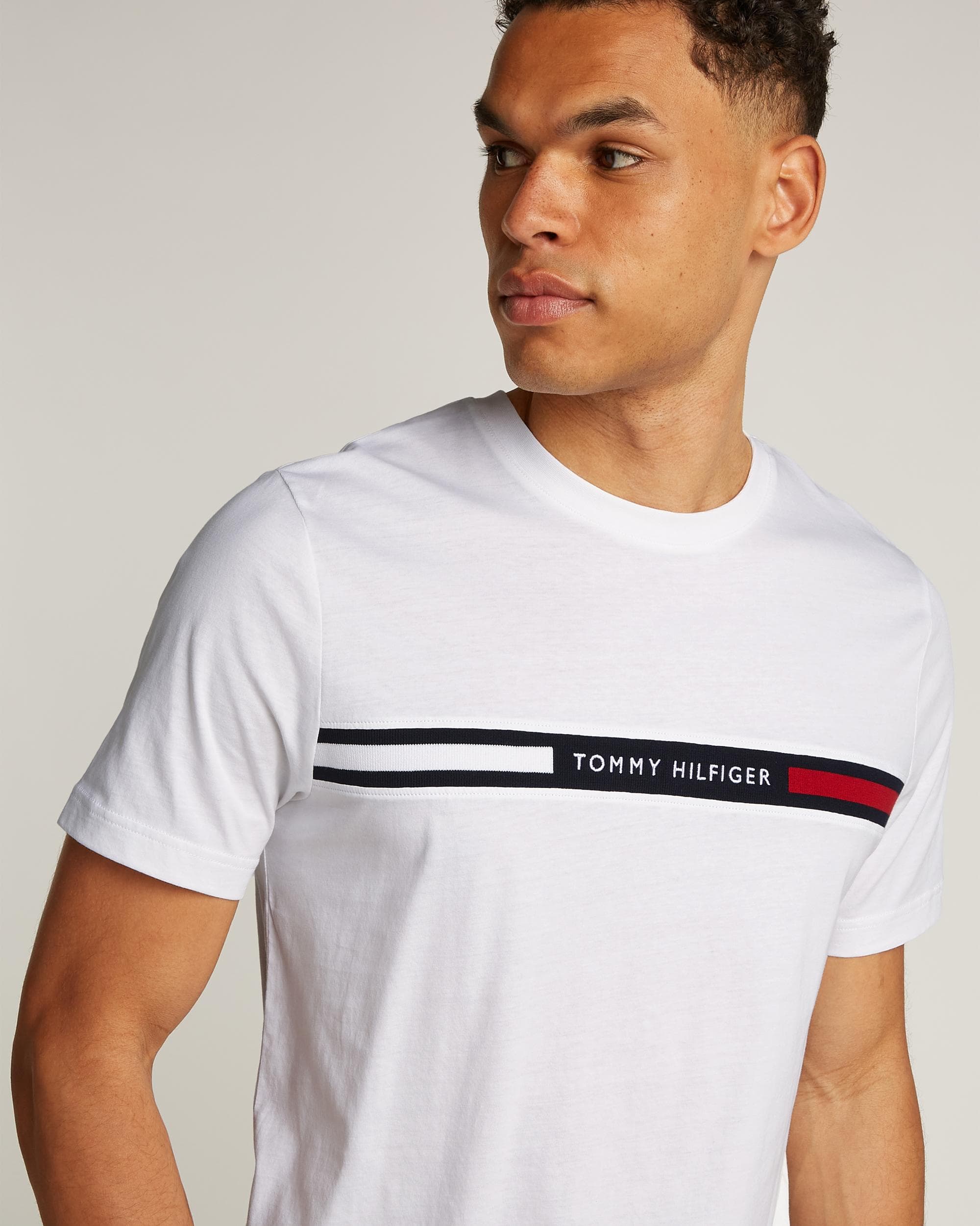 Tommy Hilfiger Hilfiger Chest Insert Mens T-Shirt - White - Image 2