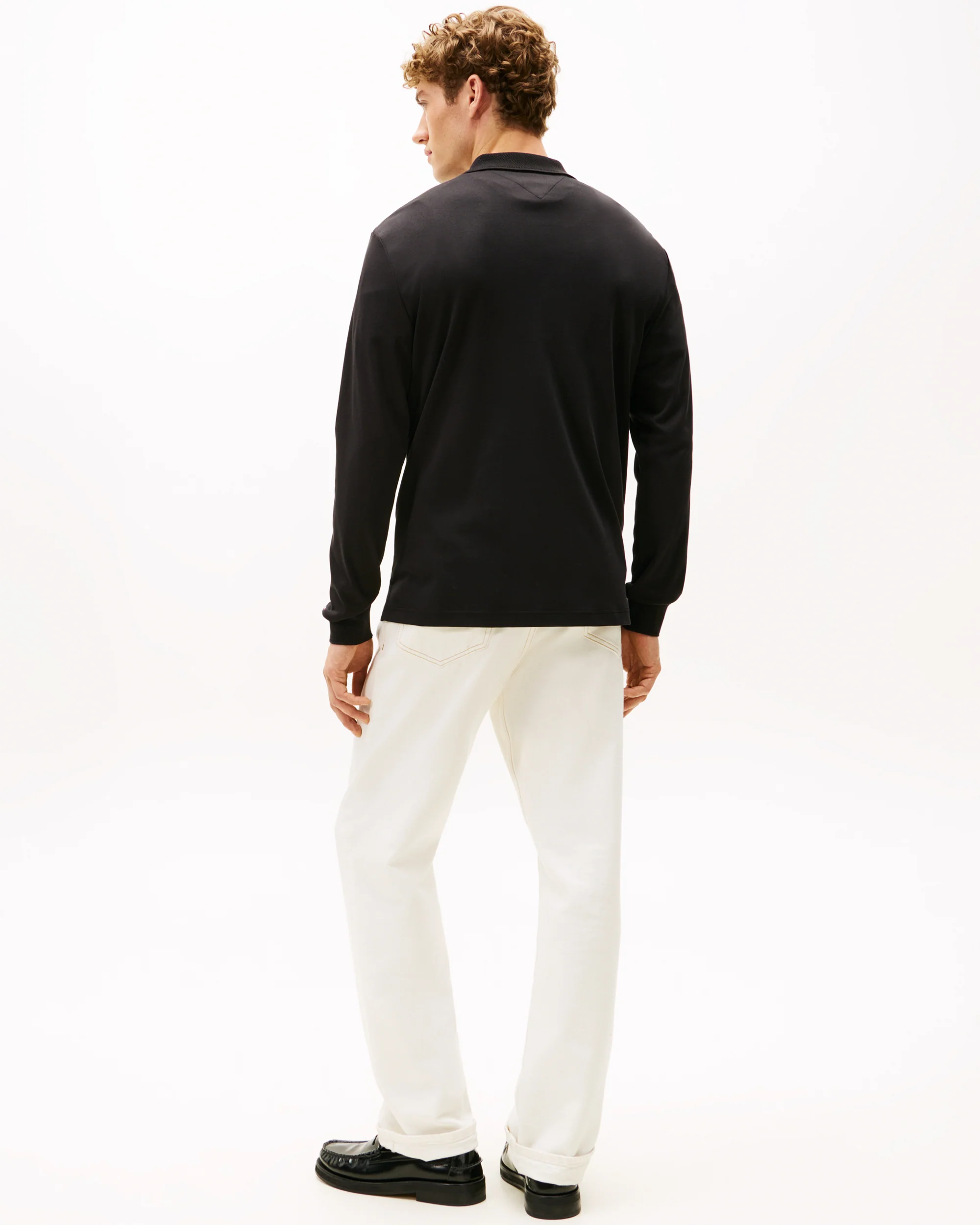 Tommy Hilfiger Interlock Mens Long Sleeve Zip Polo - Black - Image 4