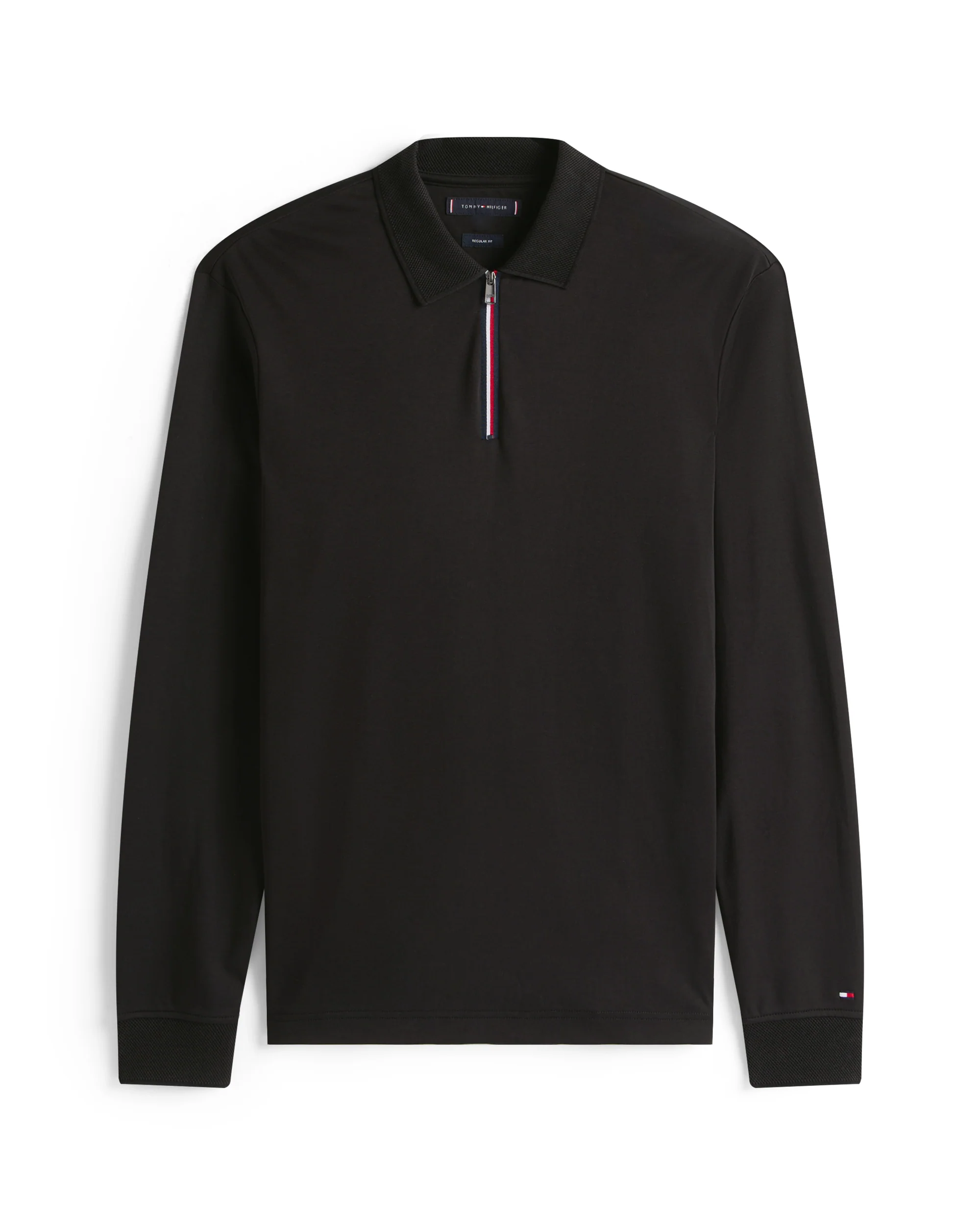 Tommy Hilfiger Interlock Mens Long Sleeve Zip Polo - Black - Image 5