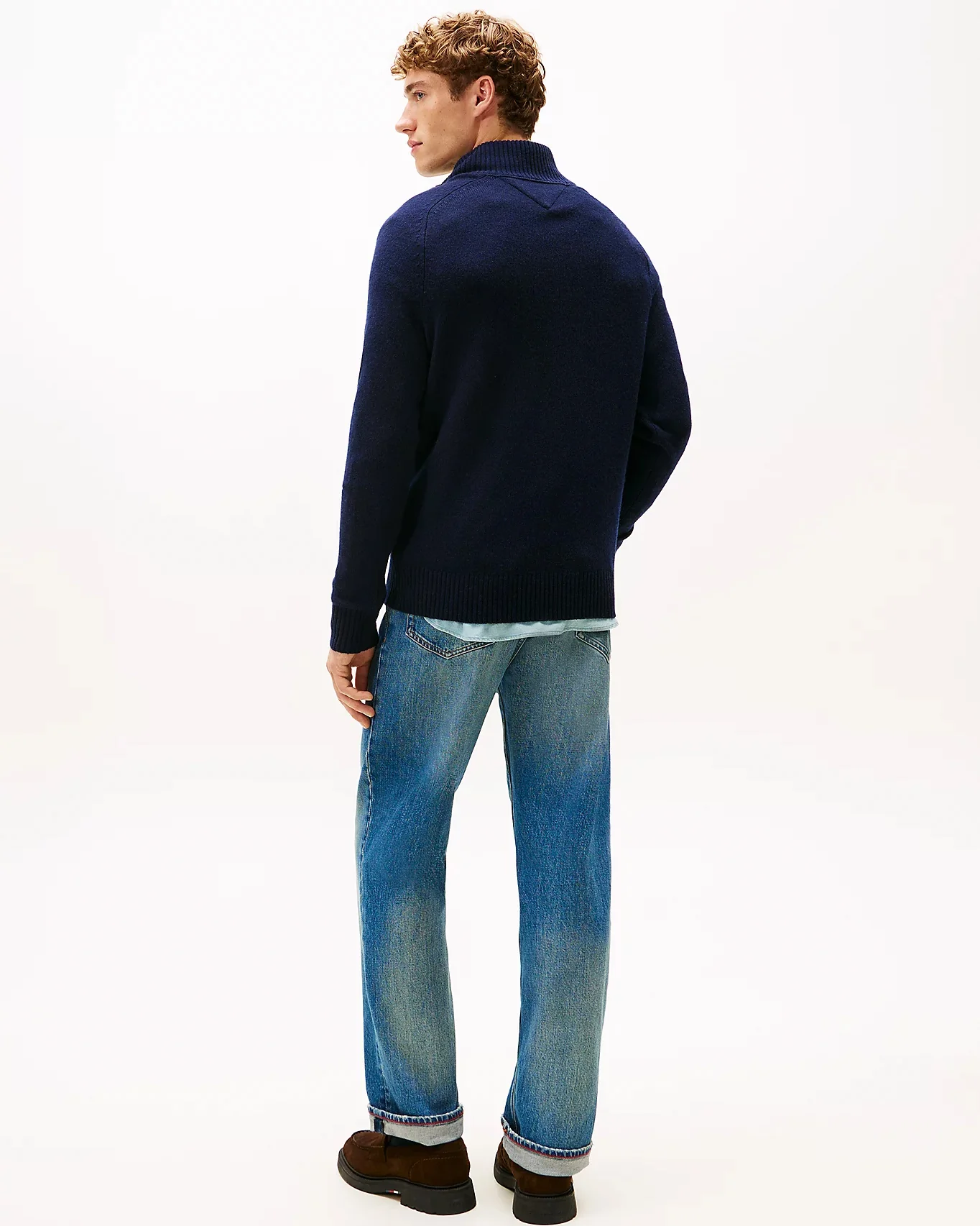 Tommy Hilfiger Lambswool Half-Zip Mock Neck Mens Jumper - Desert Sky - Image 4