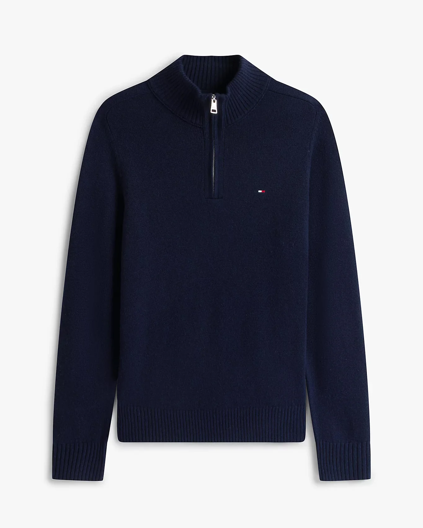 Tommy Hilfiger Lambswool Half-Zip Mock Neck Mens Jumper - Desert Sky - Image 5