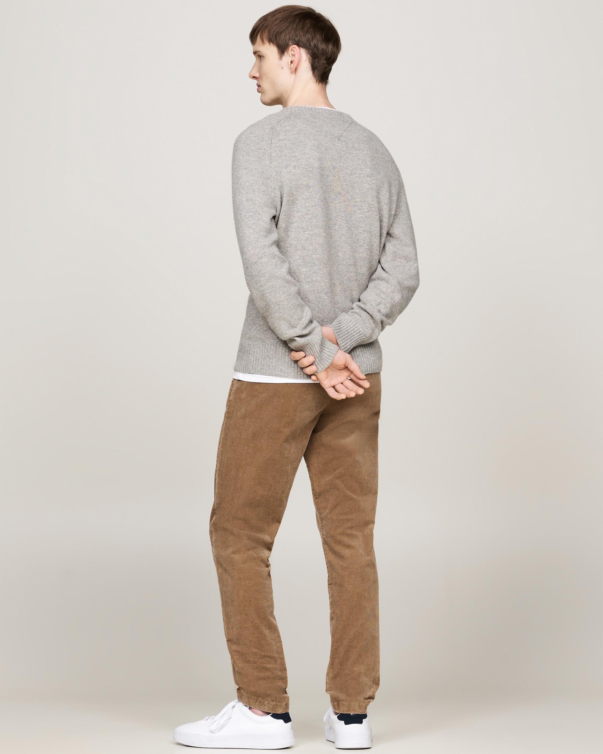 Tommy Hilfiger Lambswool Mens Crew Neck Jumper - Light Grey Heather - Image 4