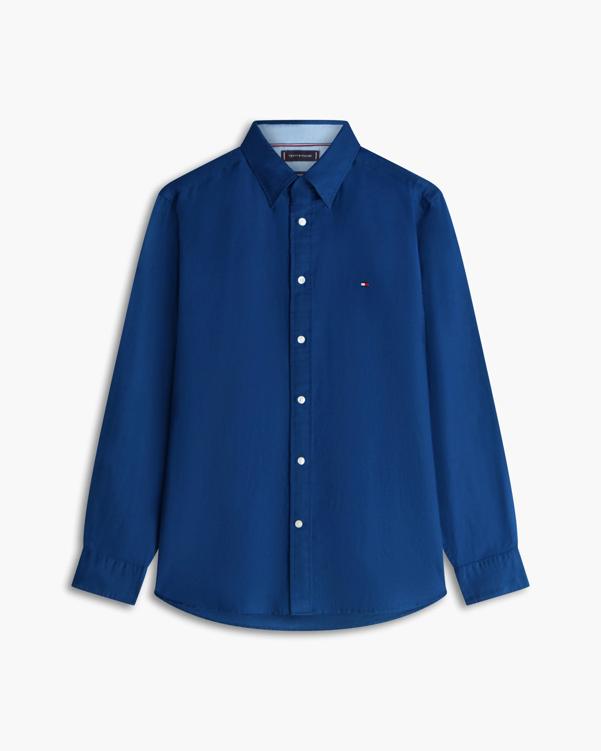Tommy Hilfiger Linen Blend Solid Mens Long Sleeve Shirt - Carbon Navy - Image 5