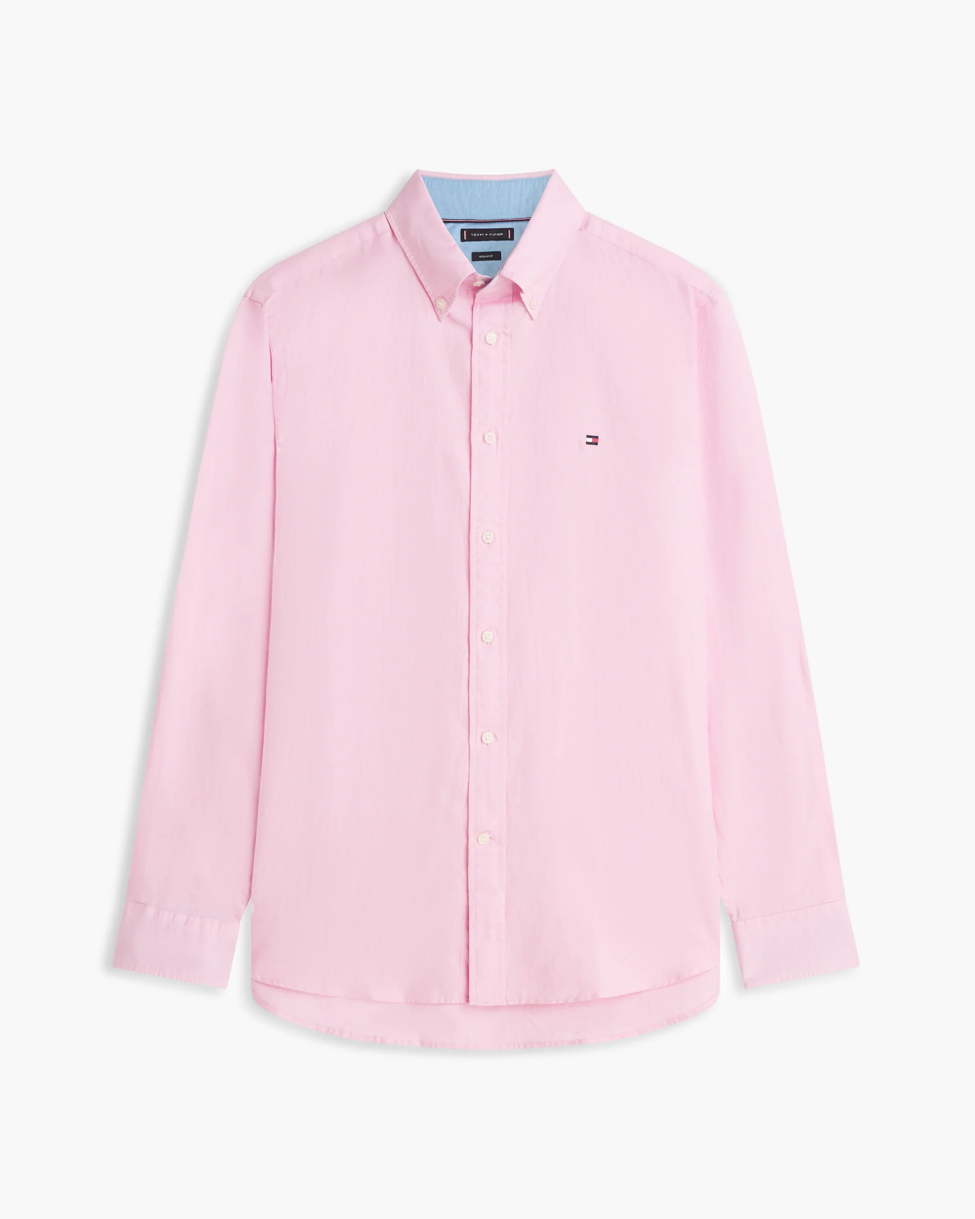 Tommy Hilfiger Linen Blend Solid Mens Long Sleeve Shirt - Classic Pink - Image 5