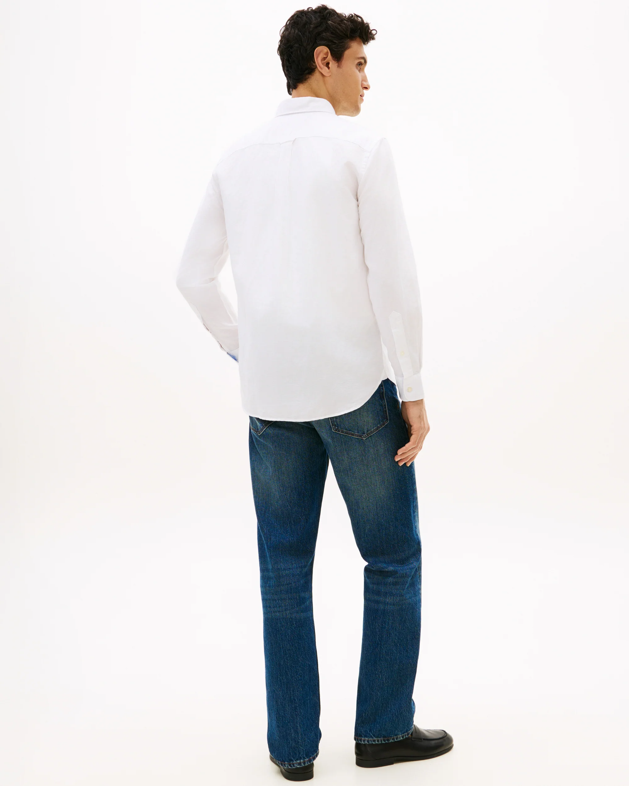 Tommy Hilfiger Linen Blend Solid Mens Long Sleeve Shirt - White - Image 4