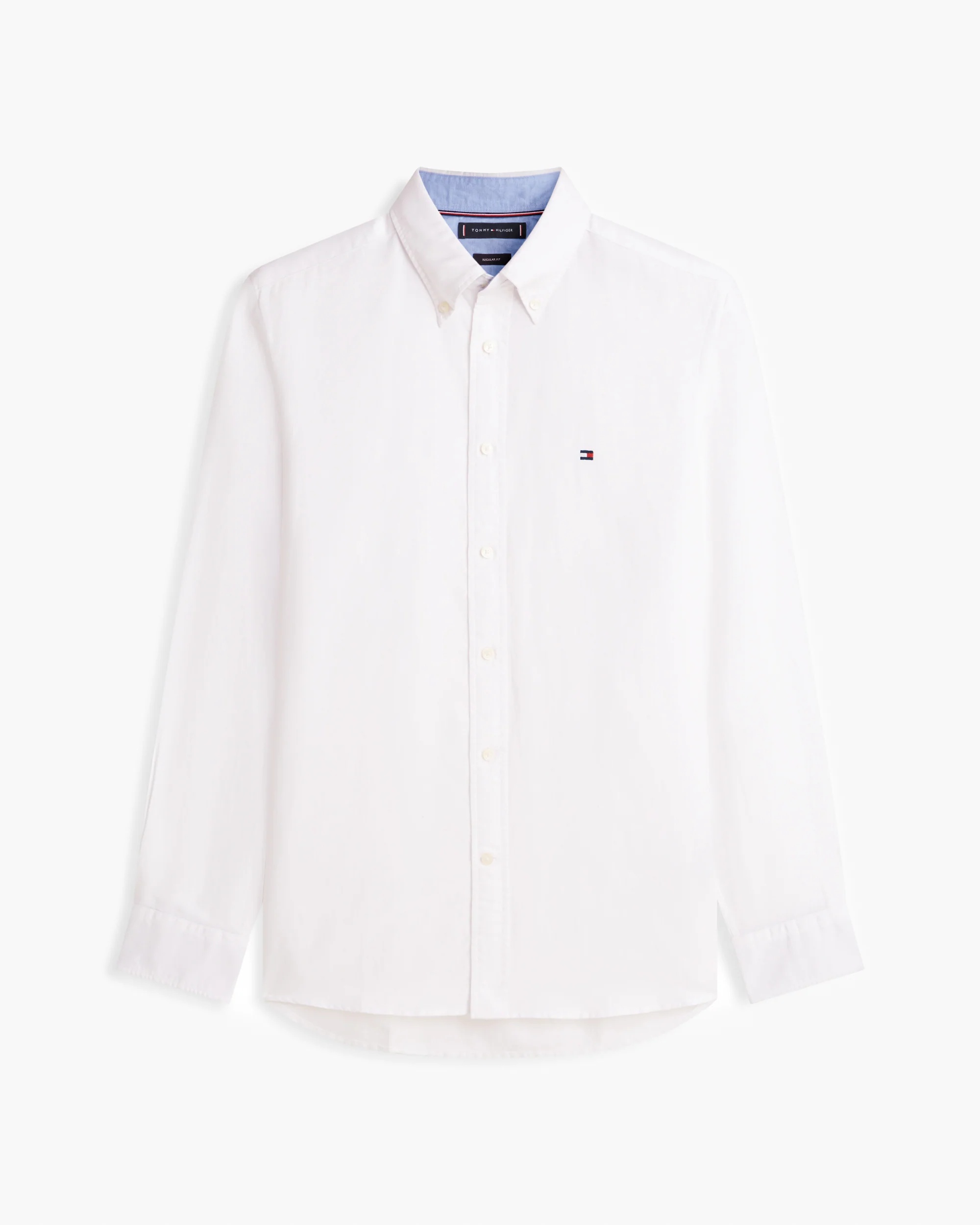 Tommy Hilfiger Linen Blend Solid Mens Long Sleeve Shirt - White - Image 5