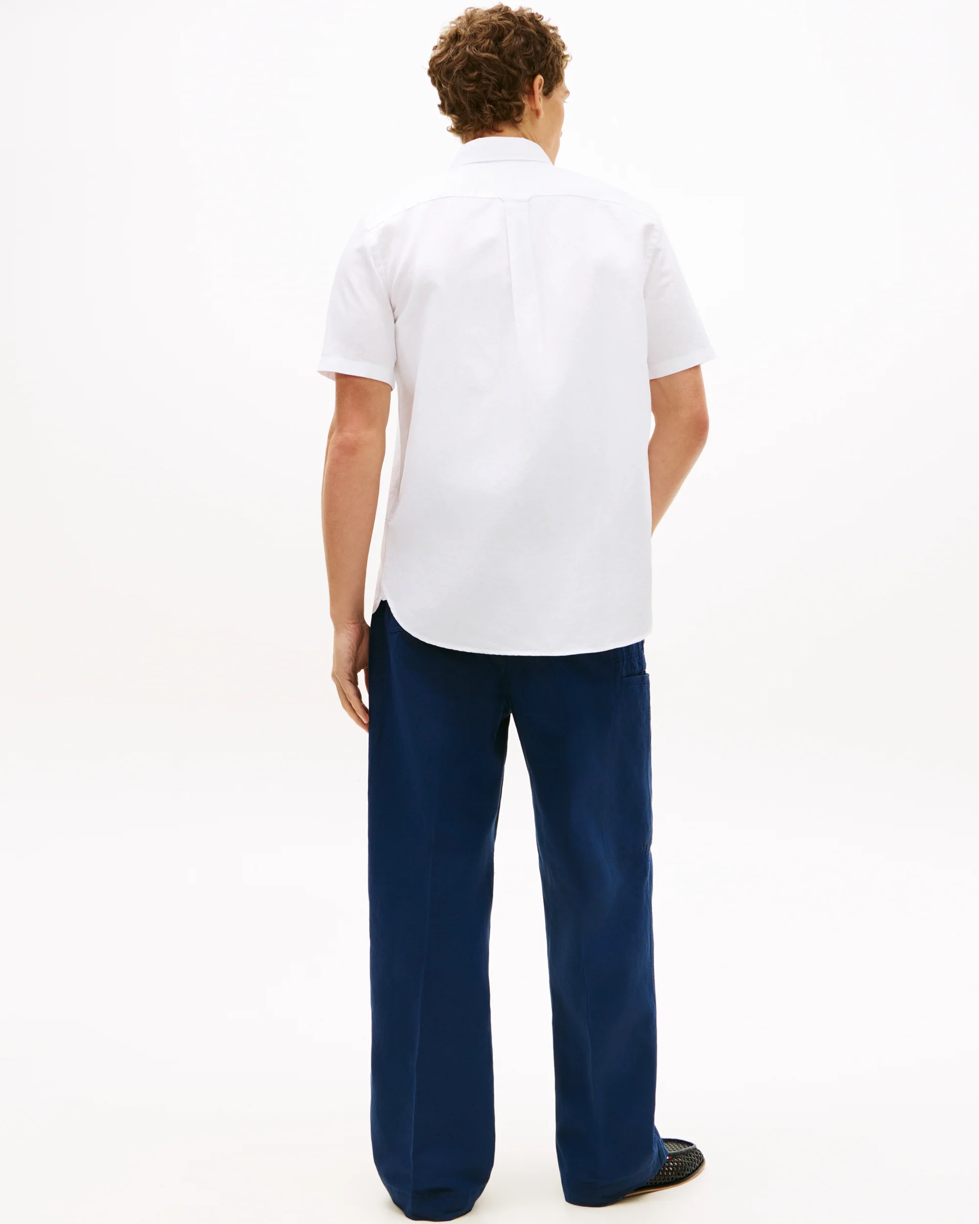 Tommy Hilfiger Linen Blend Solid Mens Short Sleeve Shirt - White - Image 4
