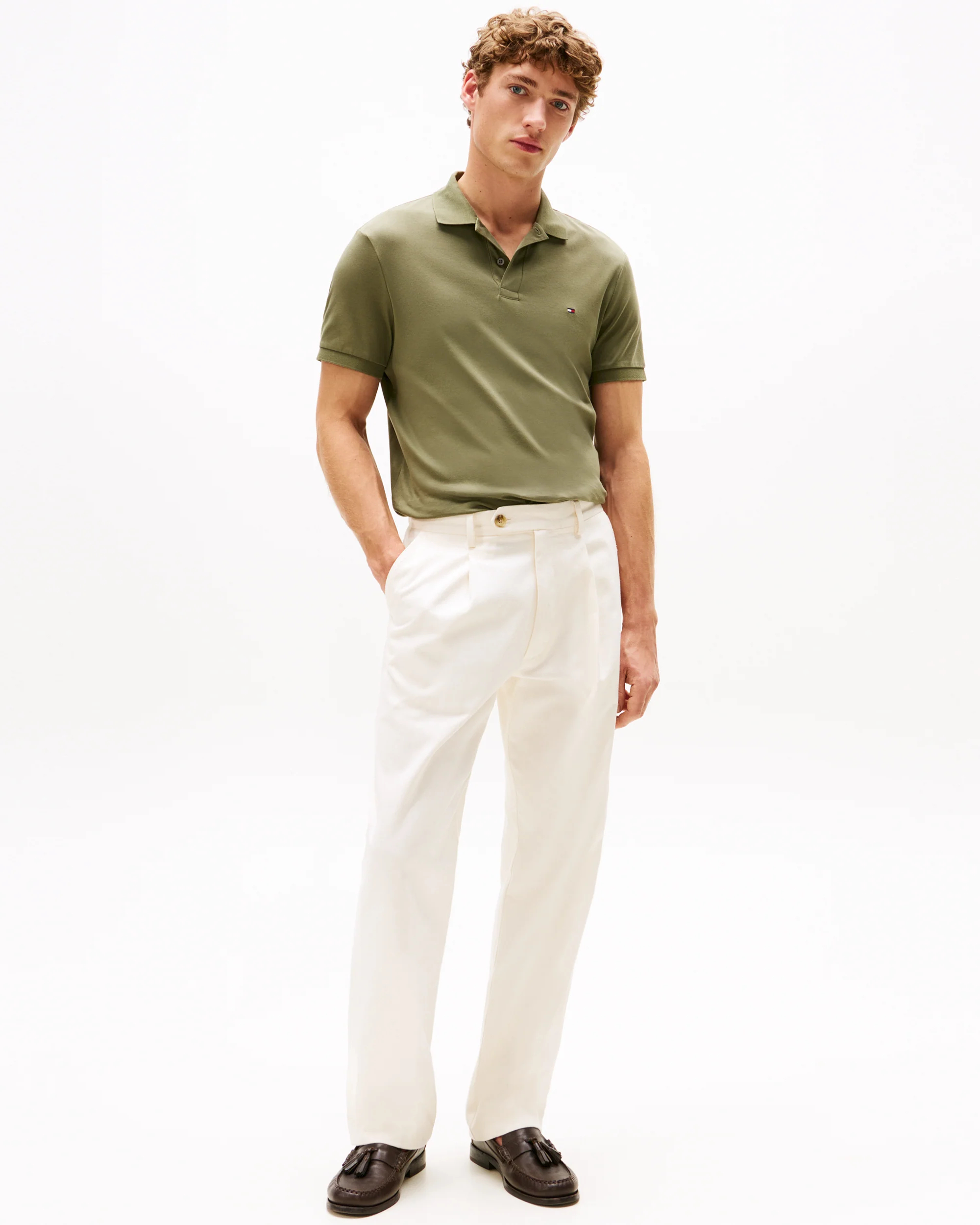 Tommy Hilfiger Liquid Cotton Regular Fit Mens Polo - Battle Green - Image 3