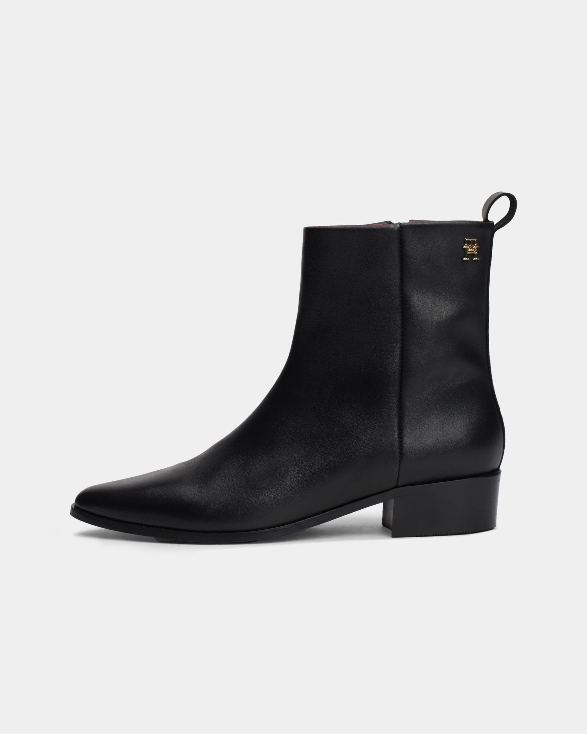 Tommy Hilfiger Low-Heel Cowboy Womens Flat Leather Boots - Image 2