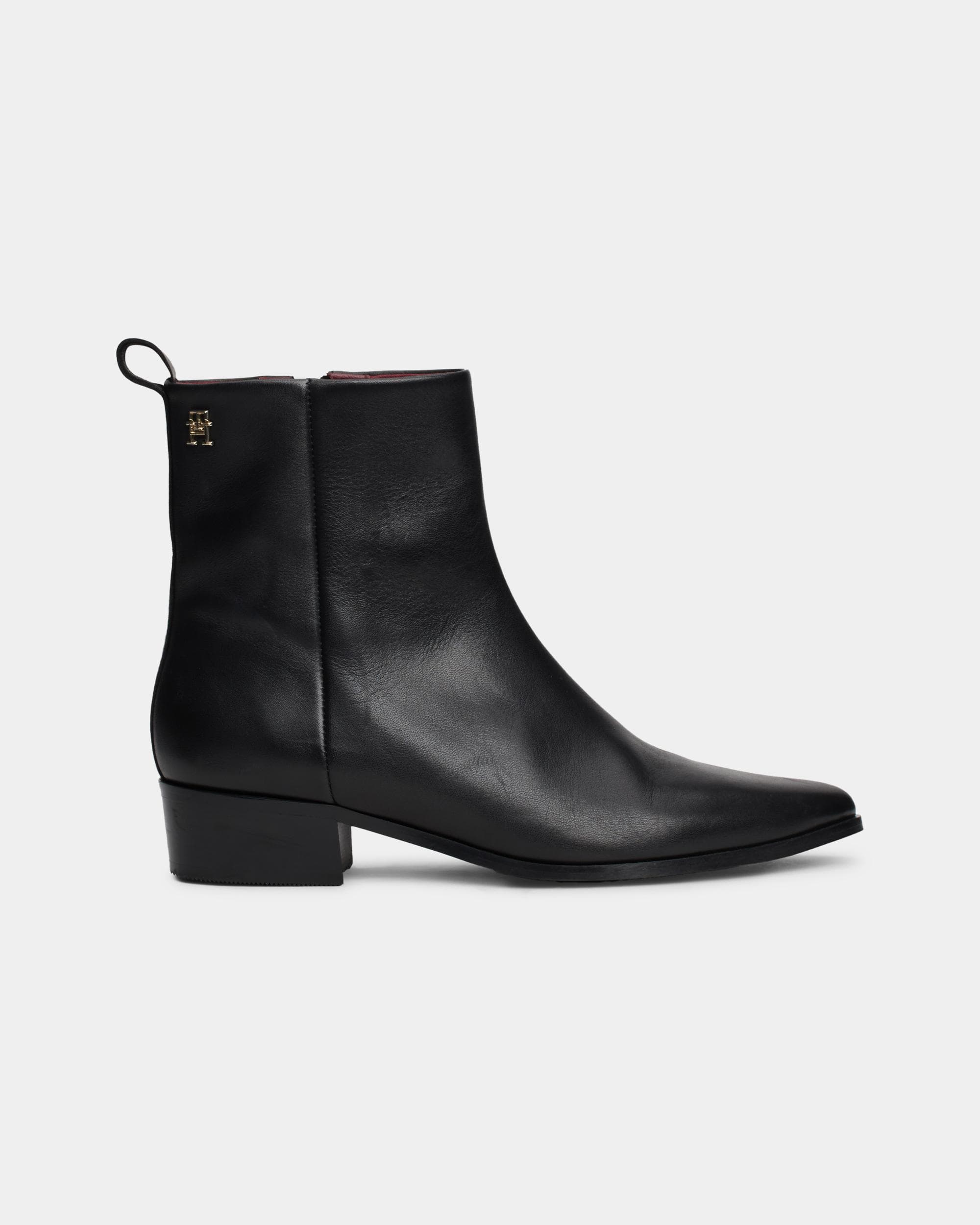 Tommy Hilfiger Low-Heel Cowboy Womens Flat Leather Boots - Image 3