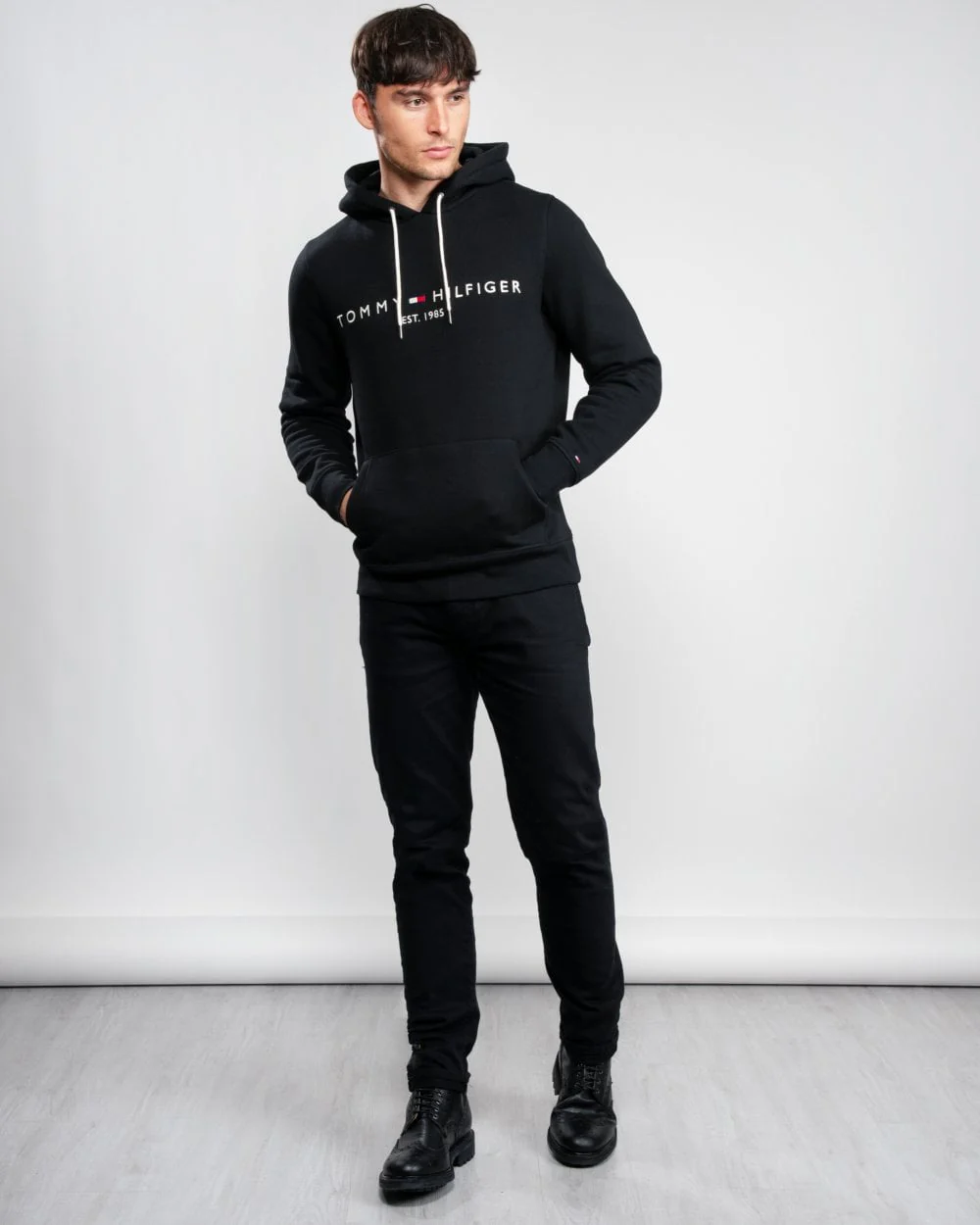 Tommy Hilfiger Mens Core Tommy Logo Hoodie - Jet Black - Image 3