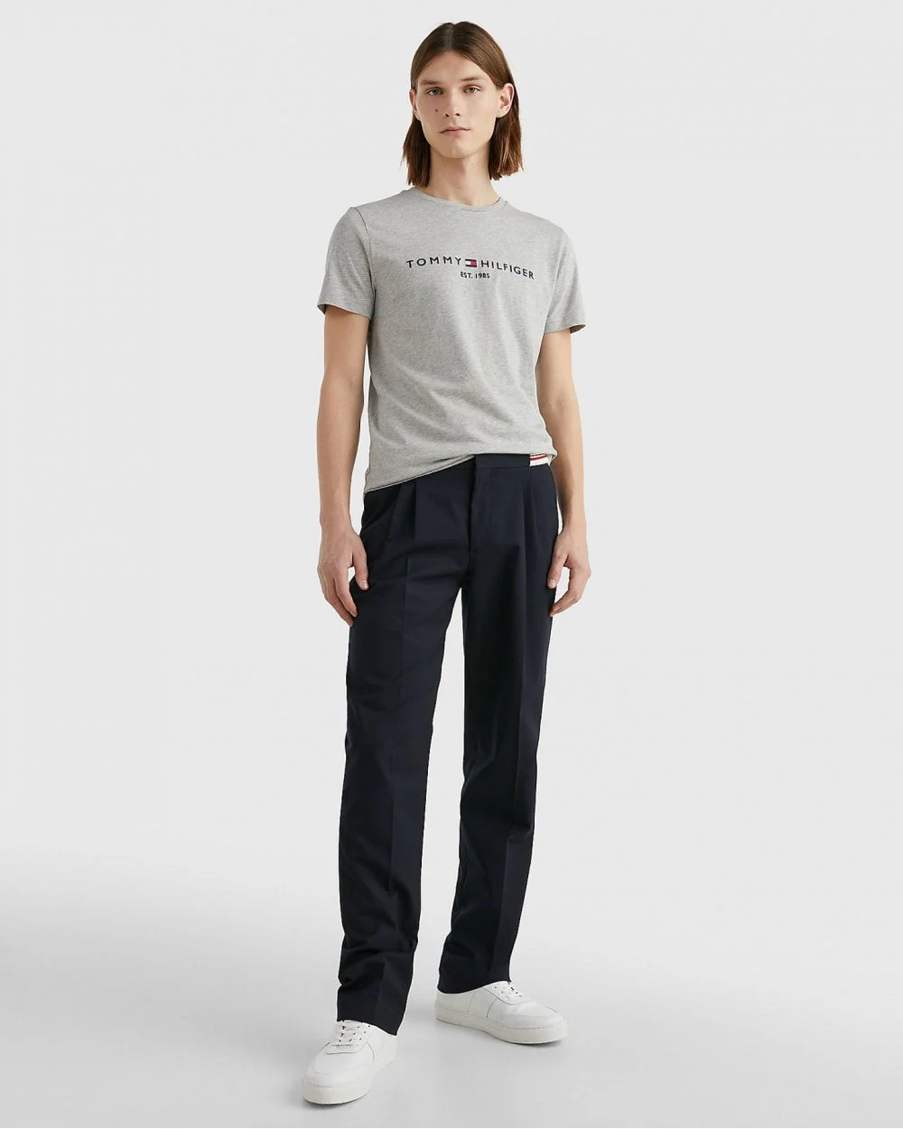 Tommy Hilfiger Mens Core Tommy Logo Tee - Cloud Heather - Image 3
