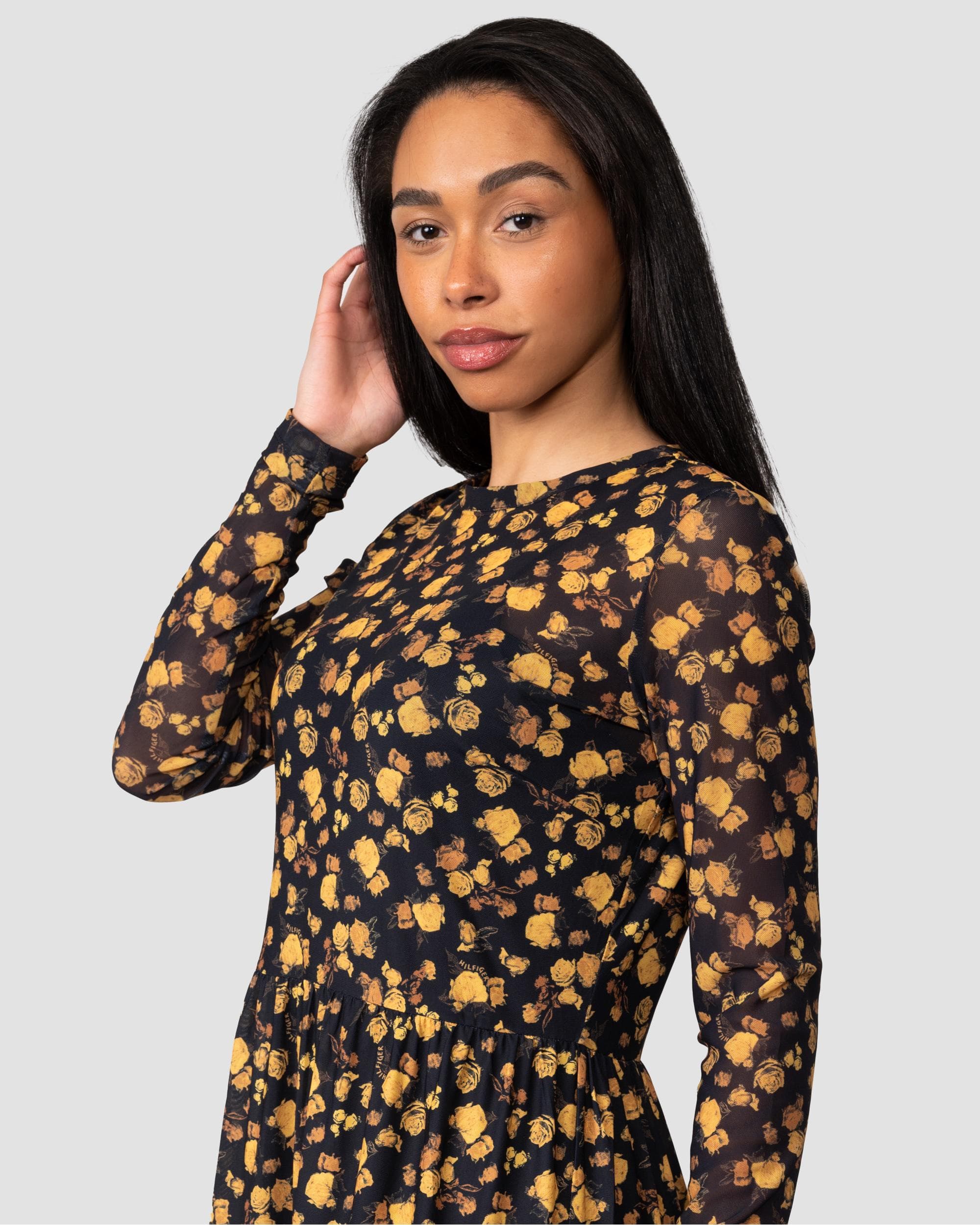 Tommy Hilfiger Mesh Rose Womens Midi Slim Fit Dress - Image 5