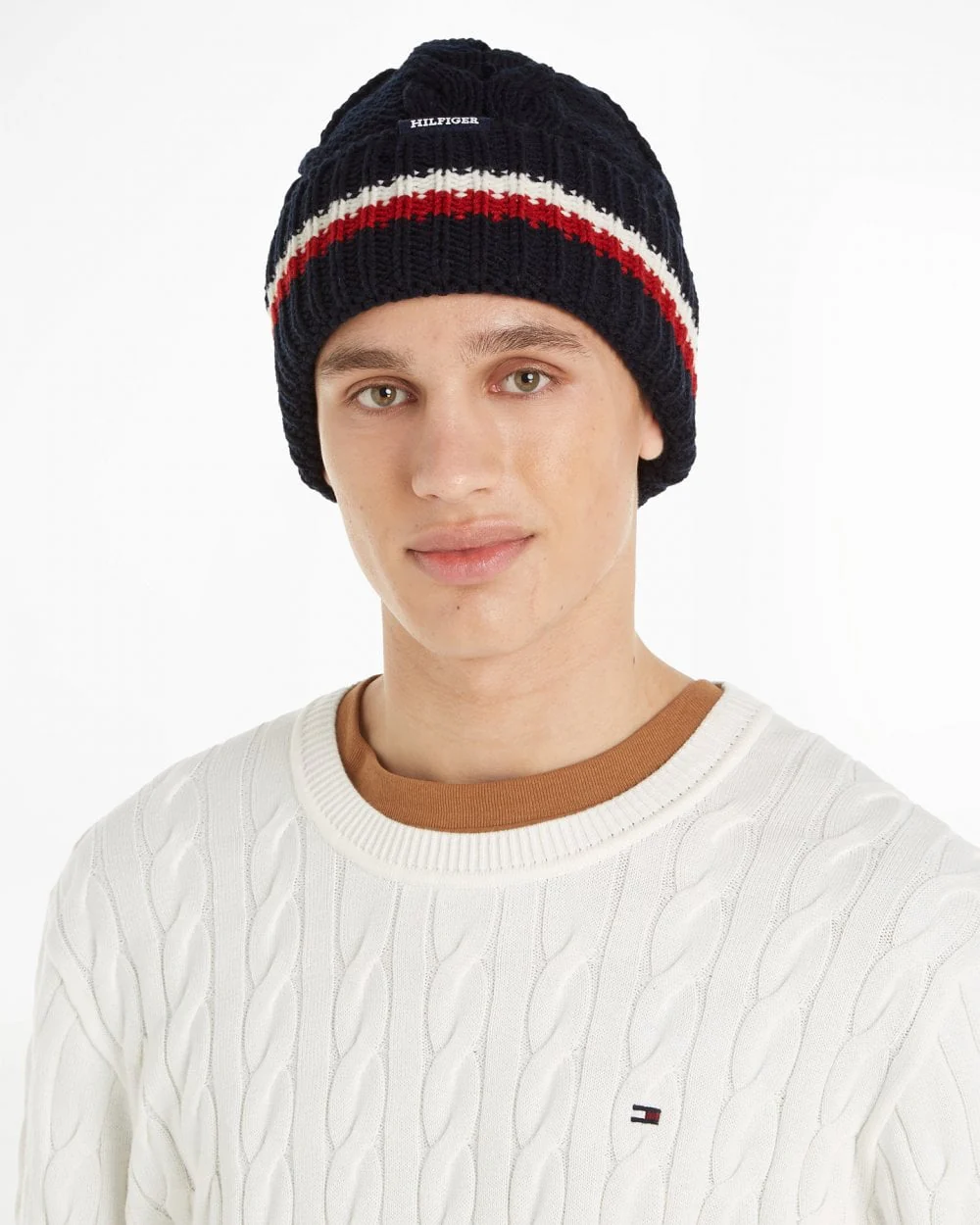 Tommy Hilfiger Monotype Chunky Knit Mens Beanie - Image 3
