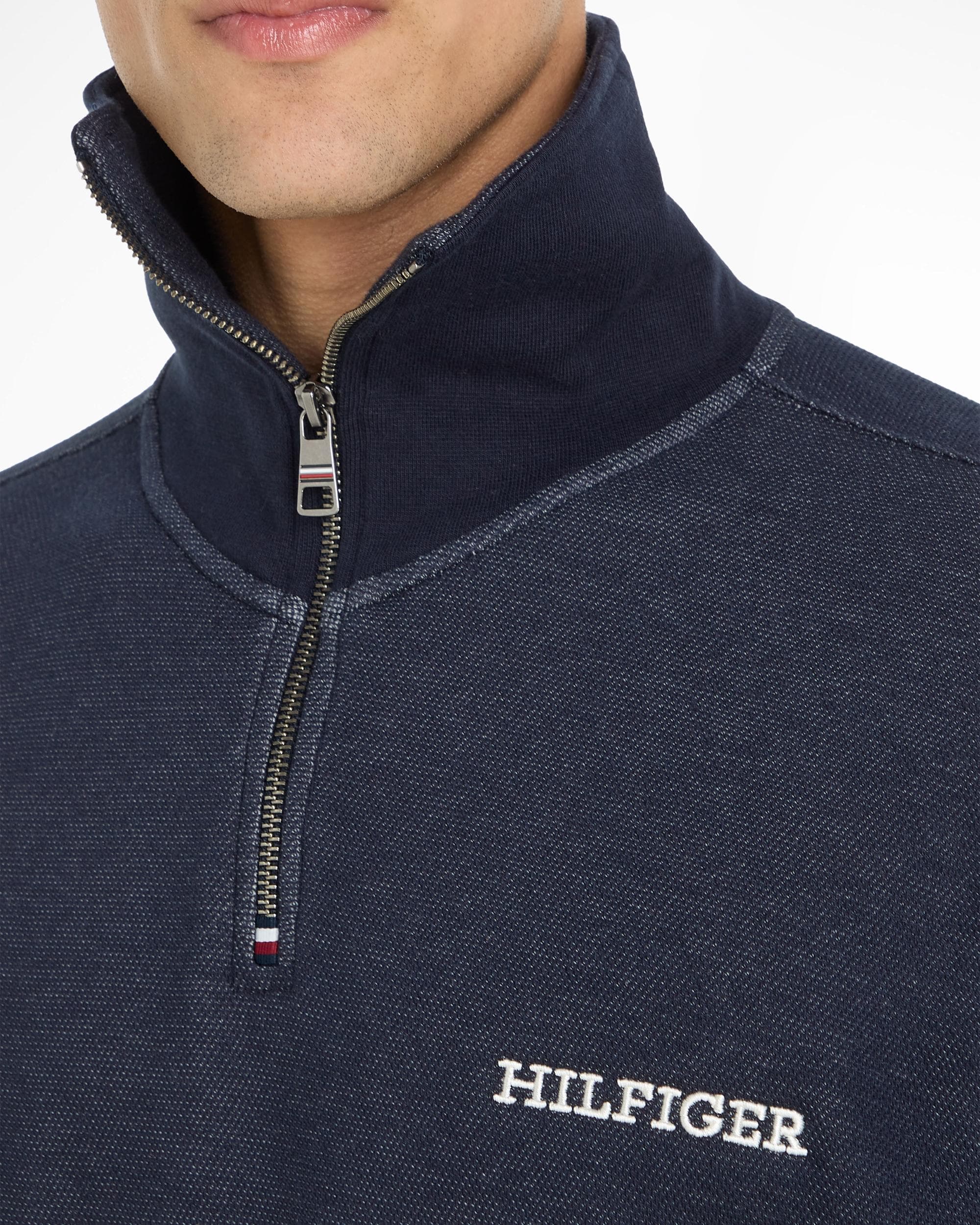 Tommy Hilfiger Monotype Mens Honeycomb Quarter-Zip Sweatshirt - Image 2