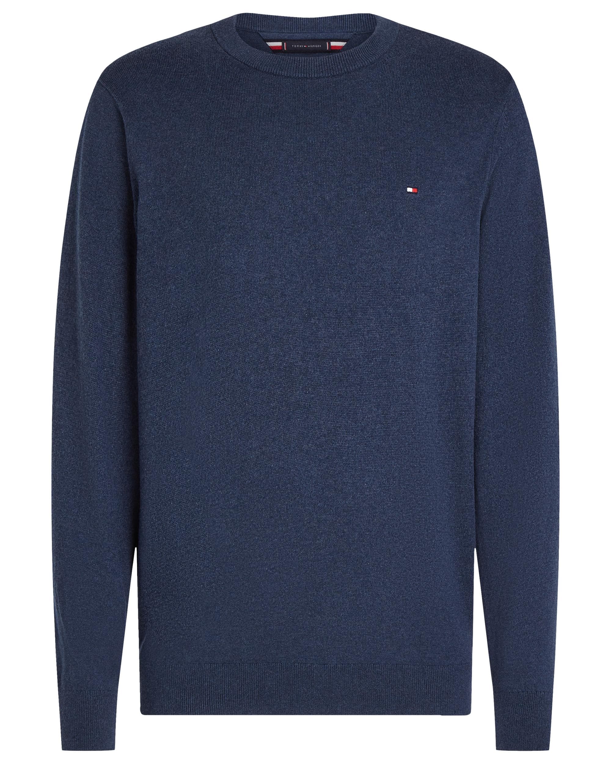 Tommy Hilfiger Organic Cotton Cashmere Mens Crew Sweater - Aegean Sea Heather - Image 5