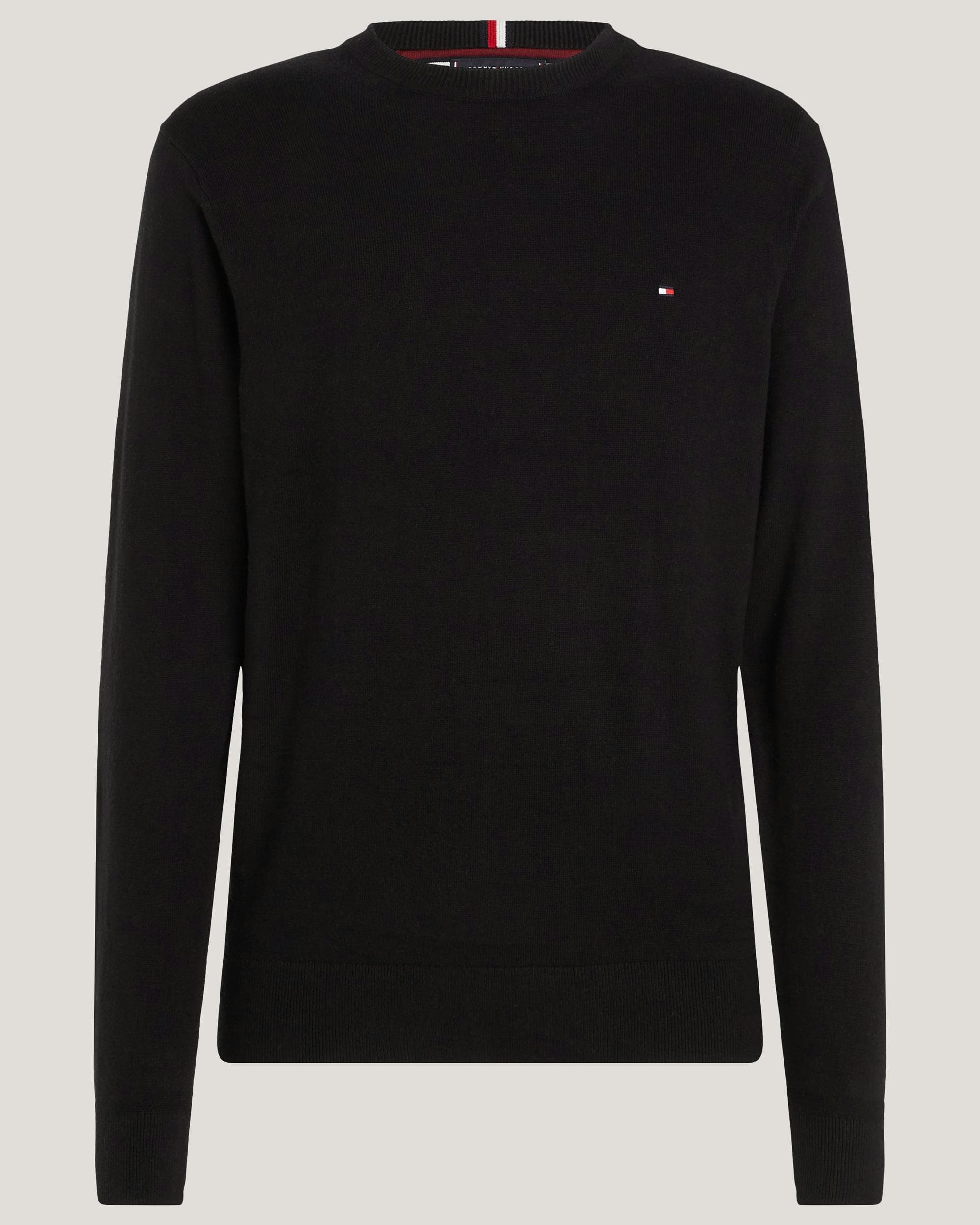 Tommy Hilfiger Organic Cotton Cashmere Mens Crew Sweater - Black - Image 4